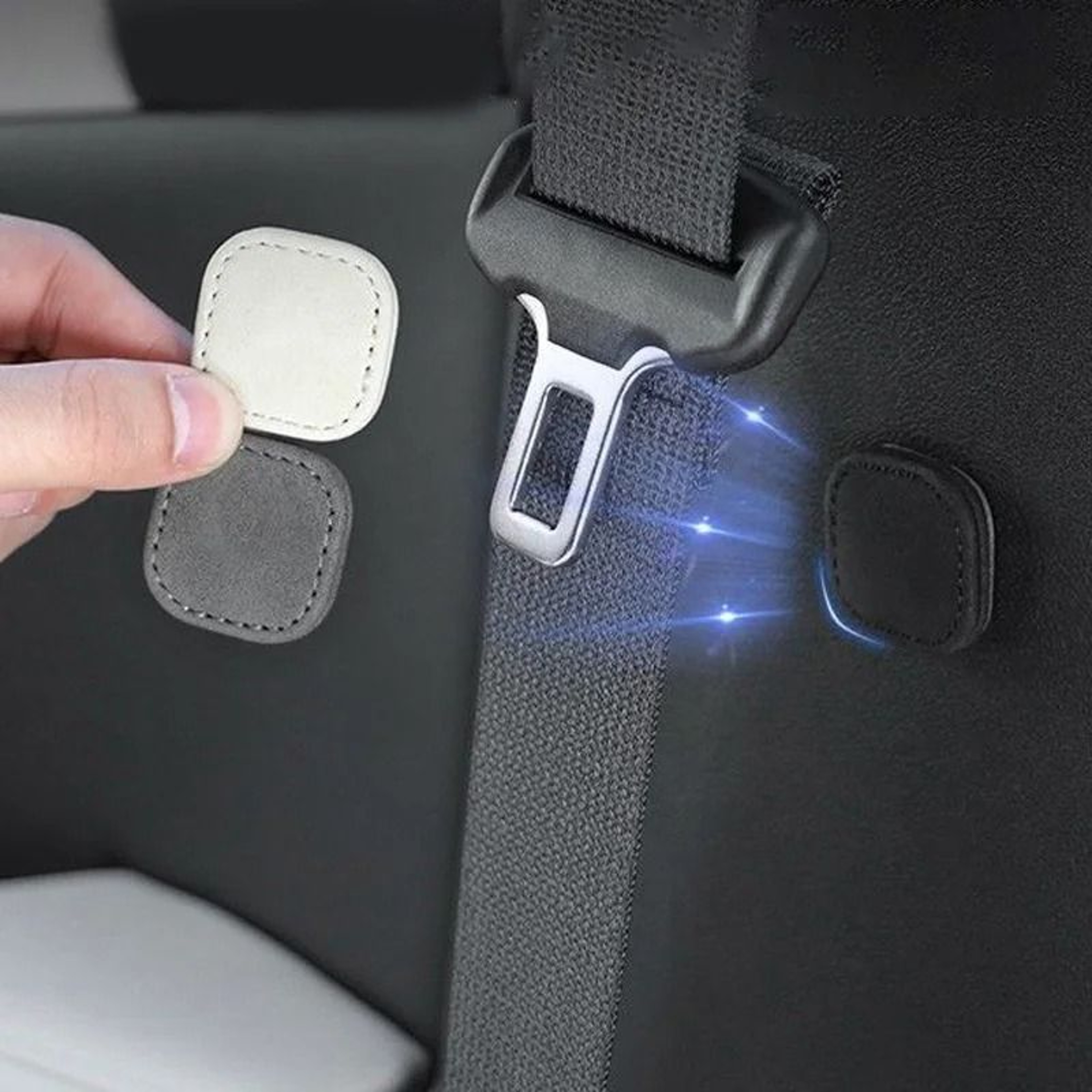 Magnetic Car Seat Belt Holder Clip PU Leather Limiter Set 6
