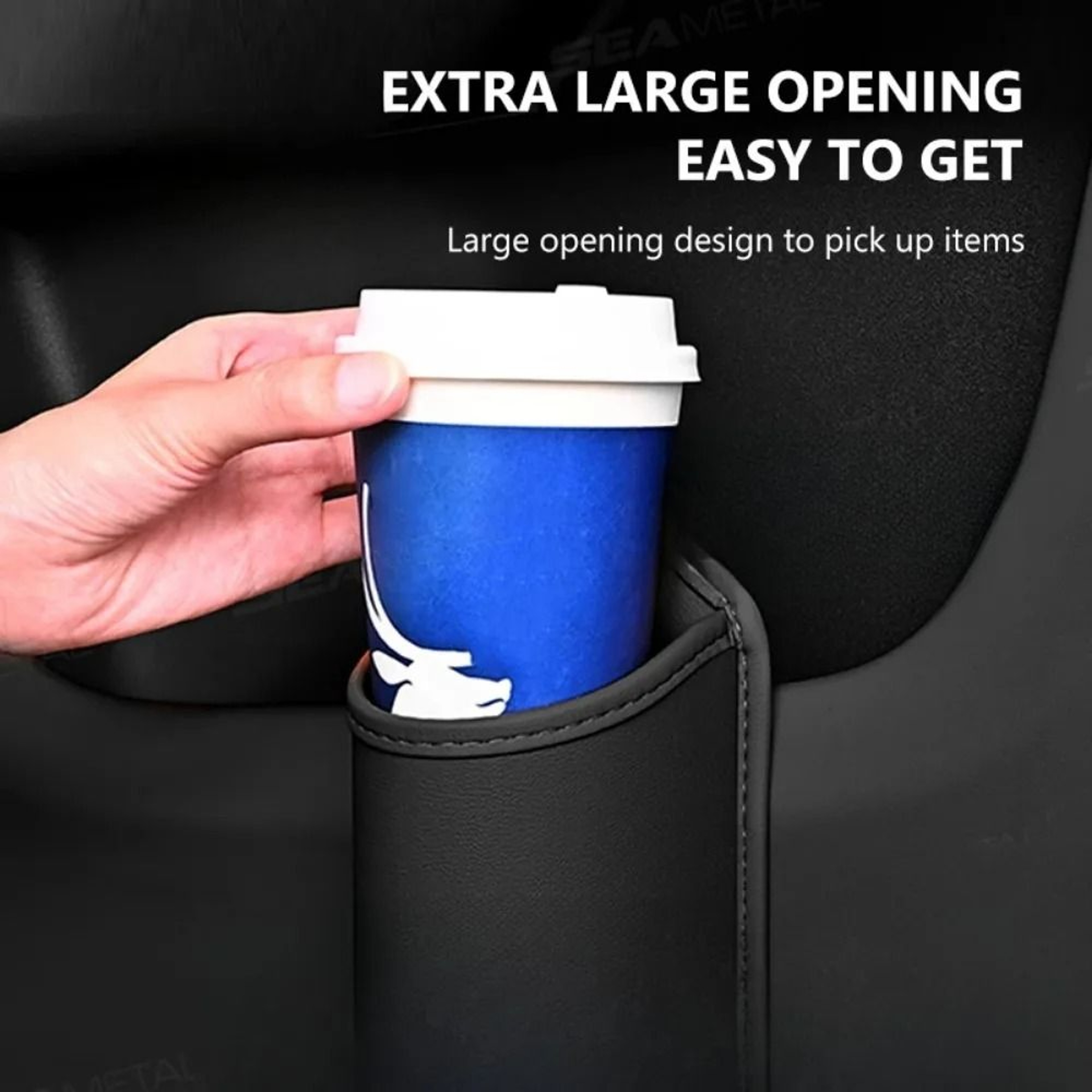Car Door Cup Holder Leather Storage Bin For Back Seat Organization 3