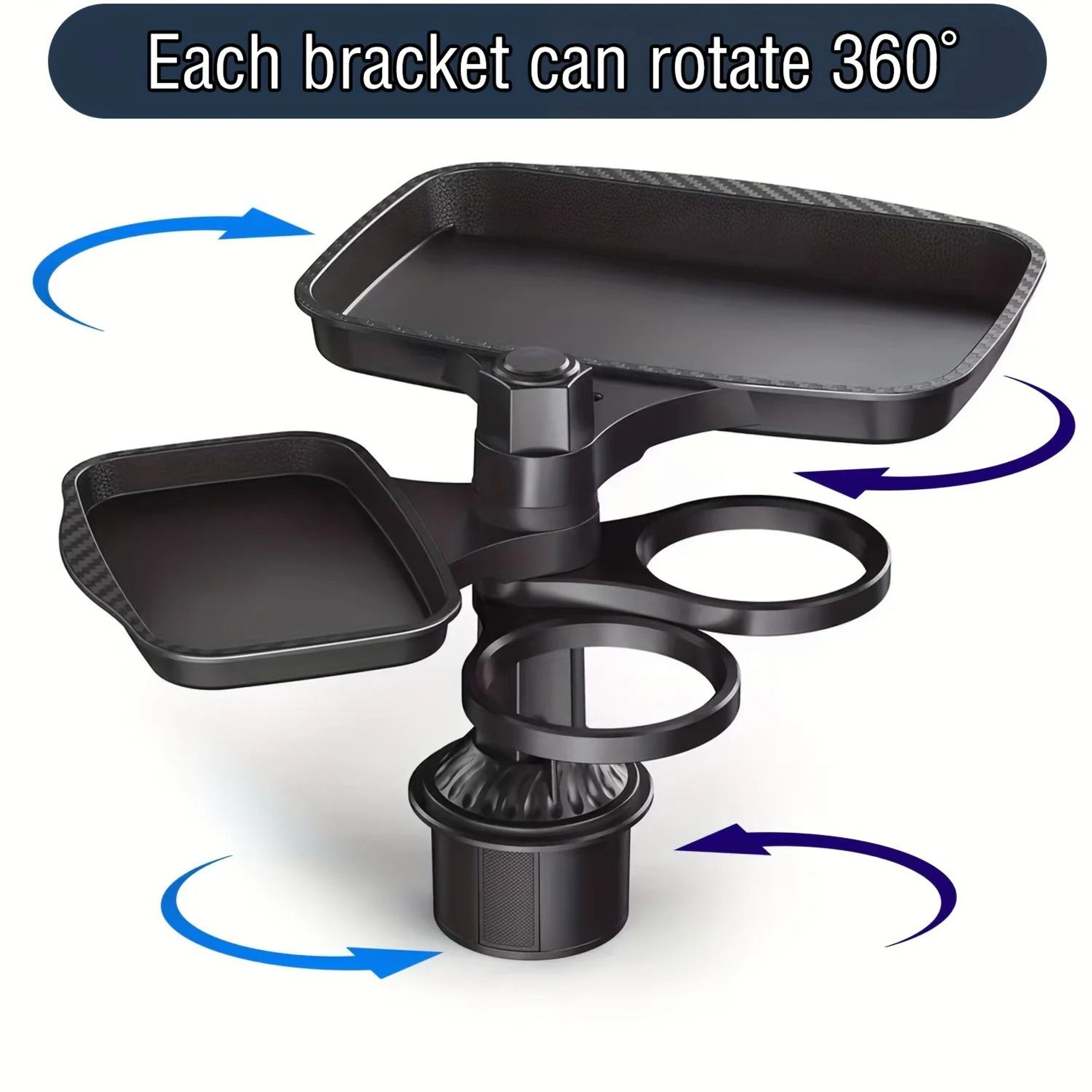 Car Cup Holder Tray Expander 3 In 1 Detachable Food Table With Adjustable Base 2