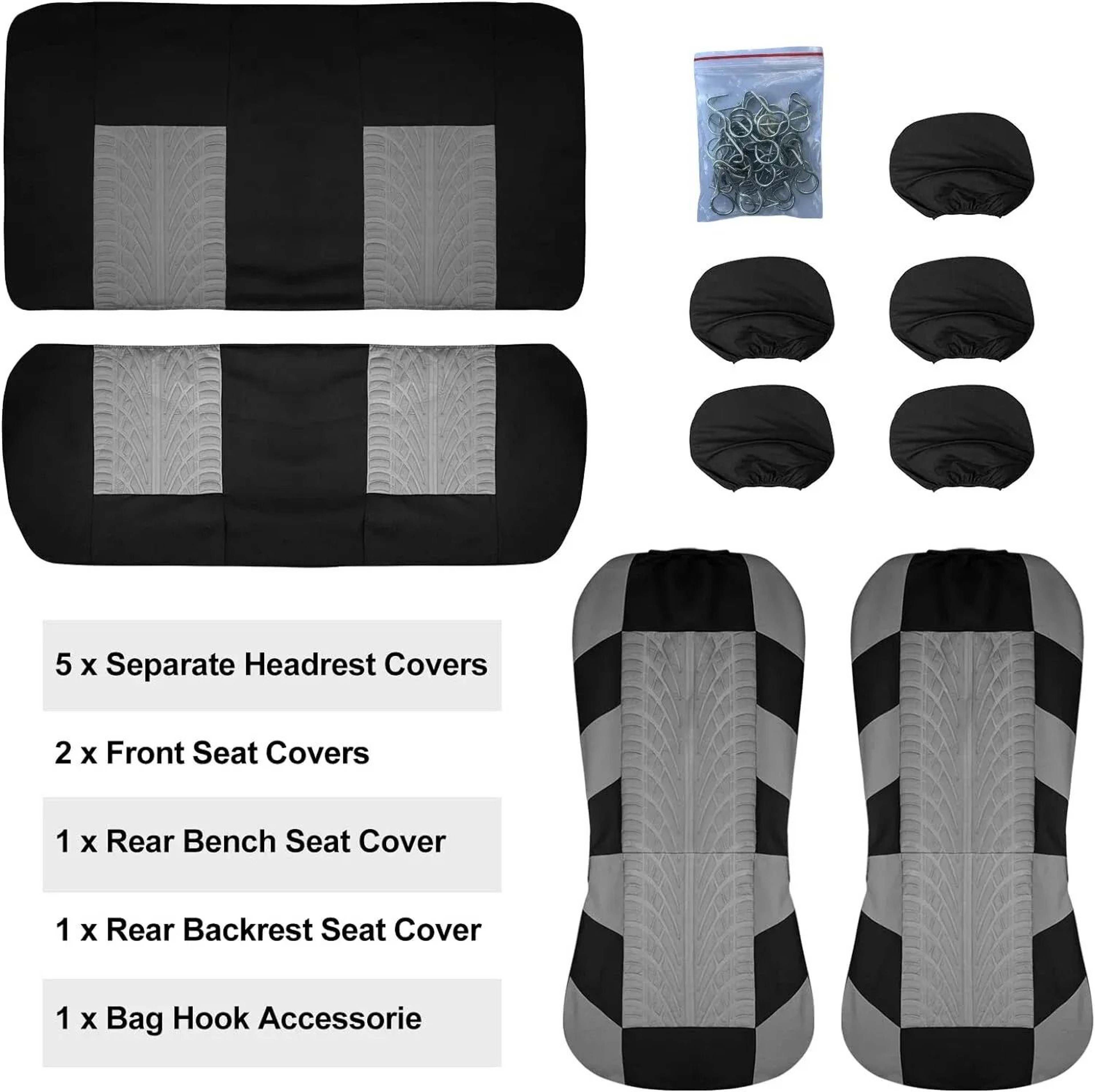 Car Seat Covers Full Set Universal Fit For Front And Rear Seats 5