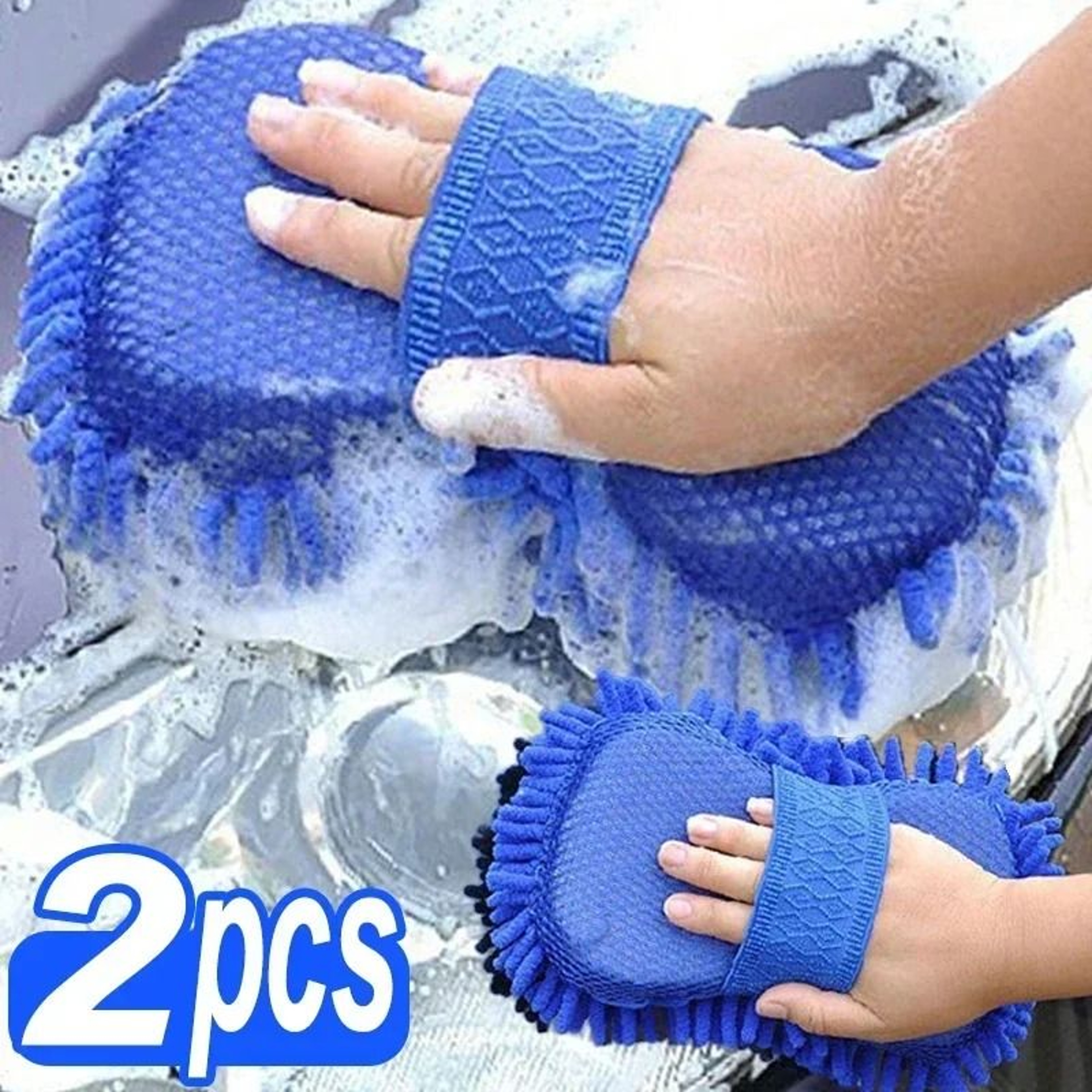 Microfiber Chenille Car Wash Sponge Set Soft Cleaning Pads For Auto Detailing 0