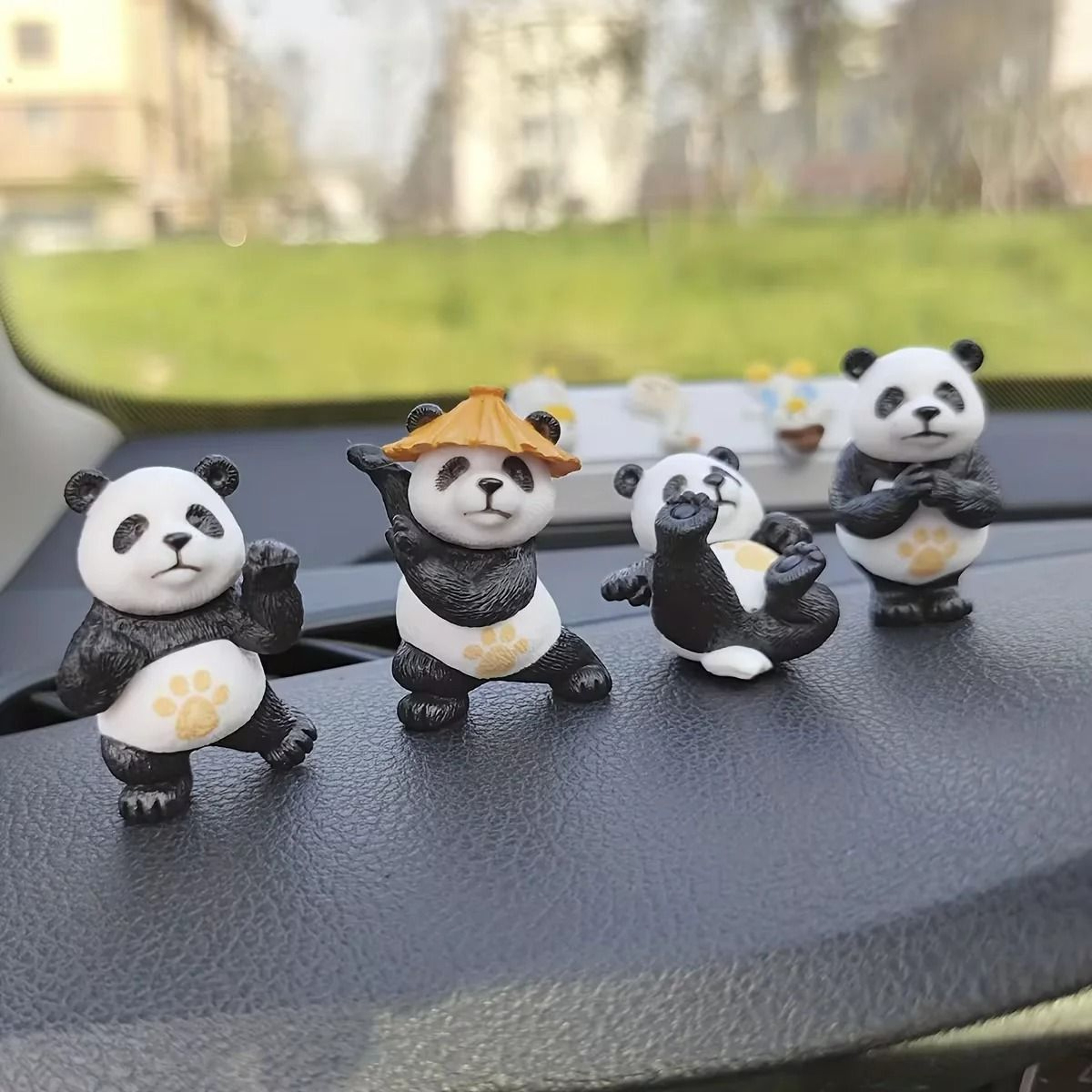 Panda Mini Car Ornaments Set For Dashboard And Desk Decoration 0