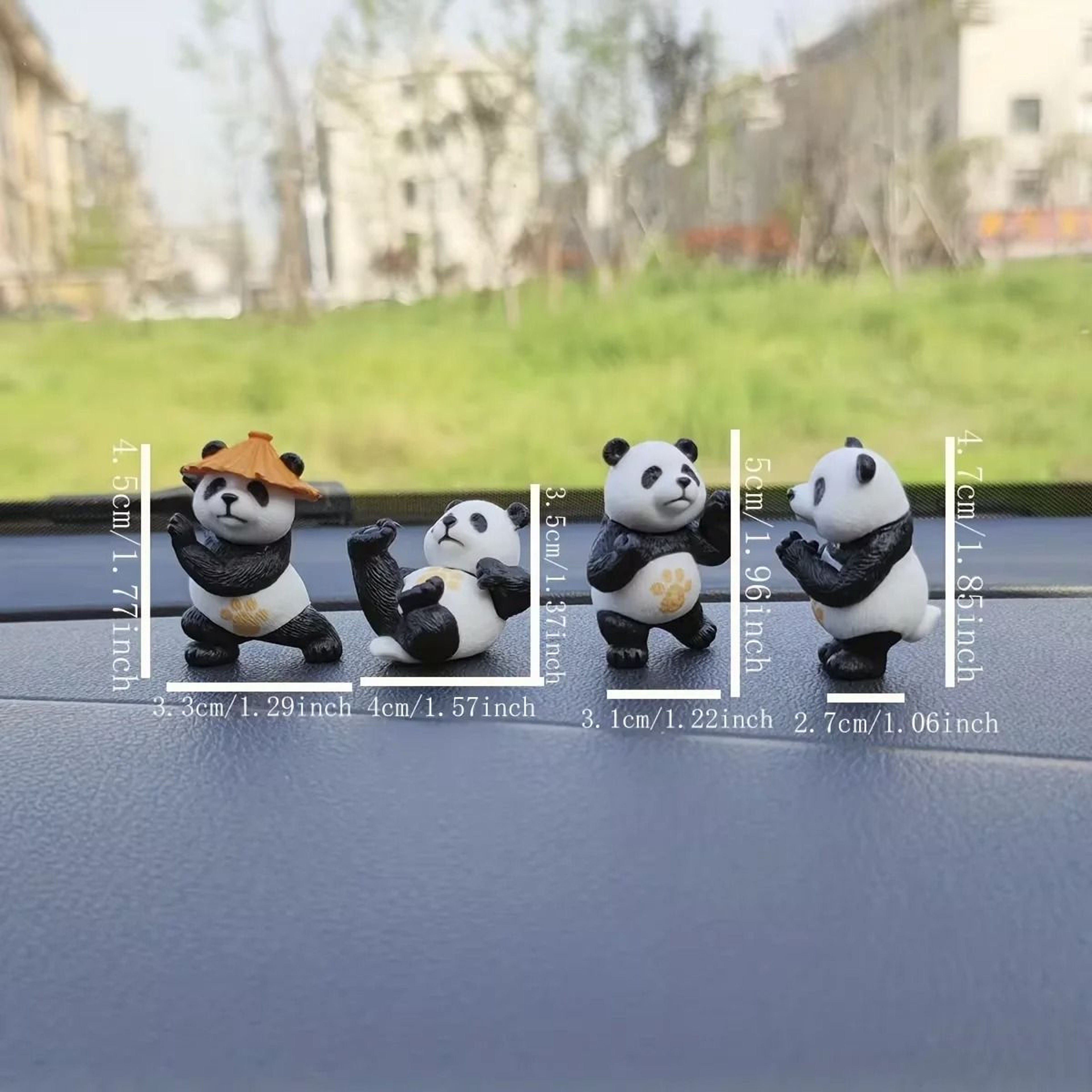 Panda Mini Car Ornaments Set For Dashboard And Desk Decoration 2