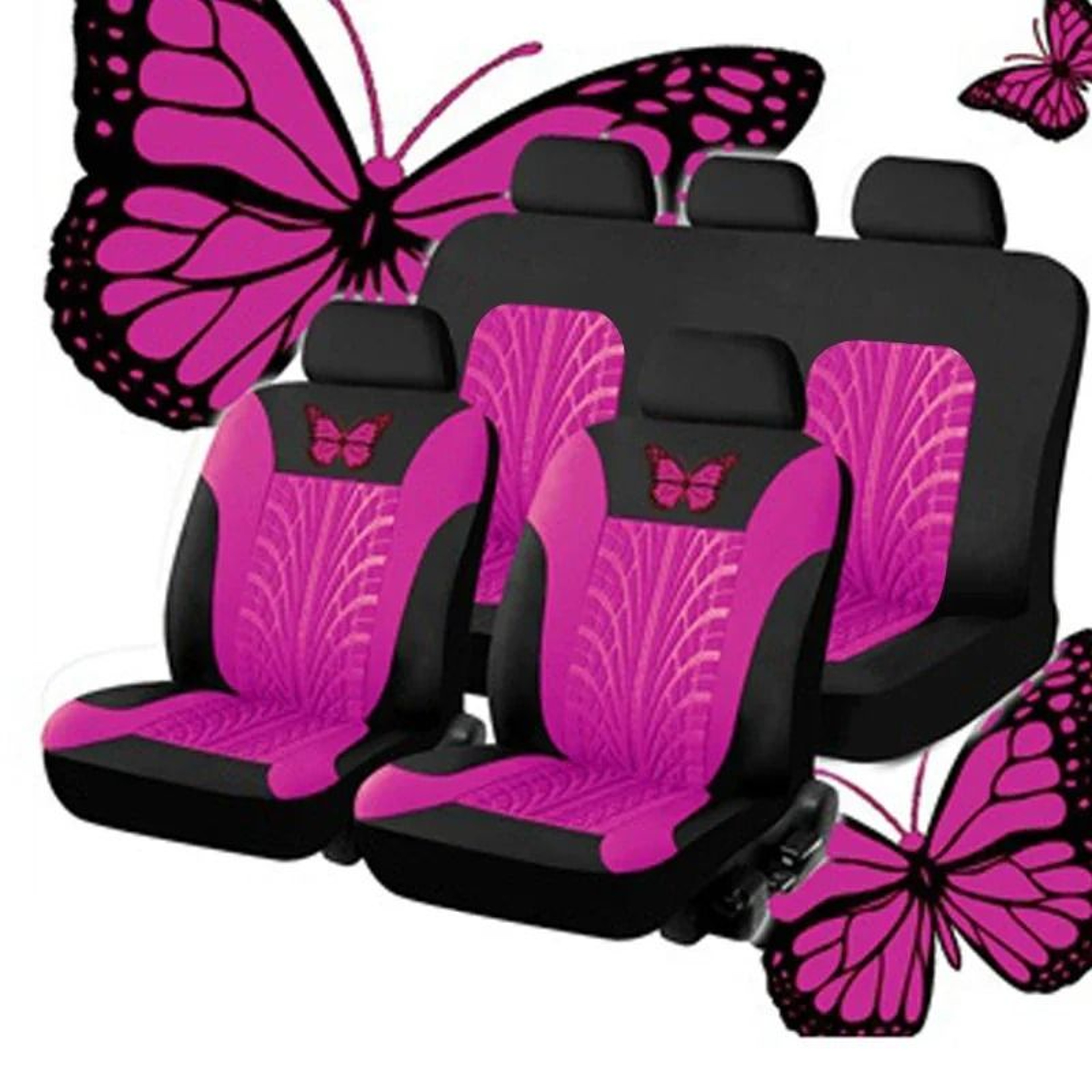 Butterfly Embroidery Car Seat Cover Set Universal Fit Front Or Full Set 20