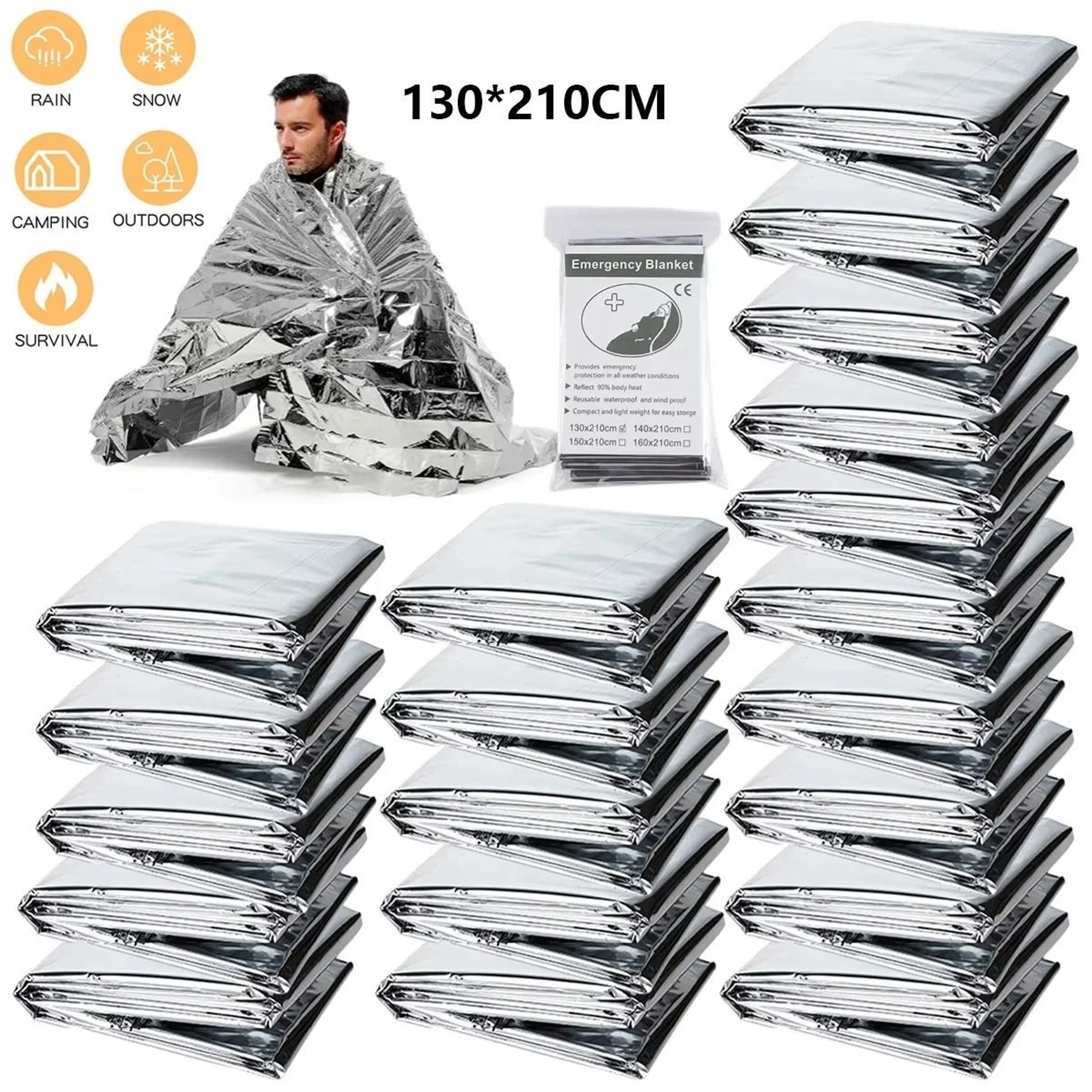 Emergency Survival Blanket Gold Silver Thermal Rescue Sheet Waterproof First Aid Outdoor Gear 1