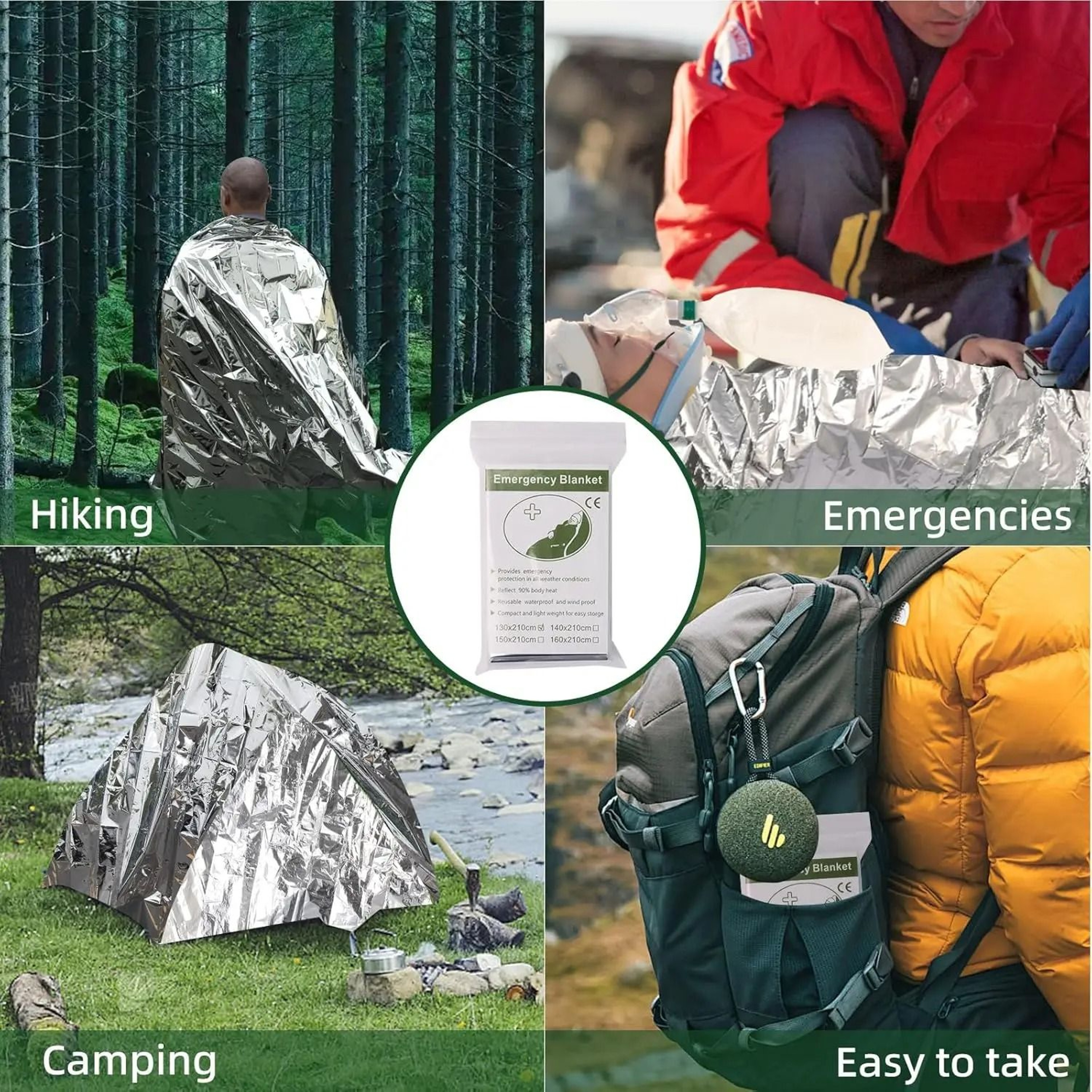 Emergency Survival Blanket Gold Silver Thermal Rescue Sheet Waterproof First Aid Outdoor Gear 2