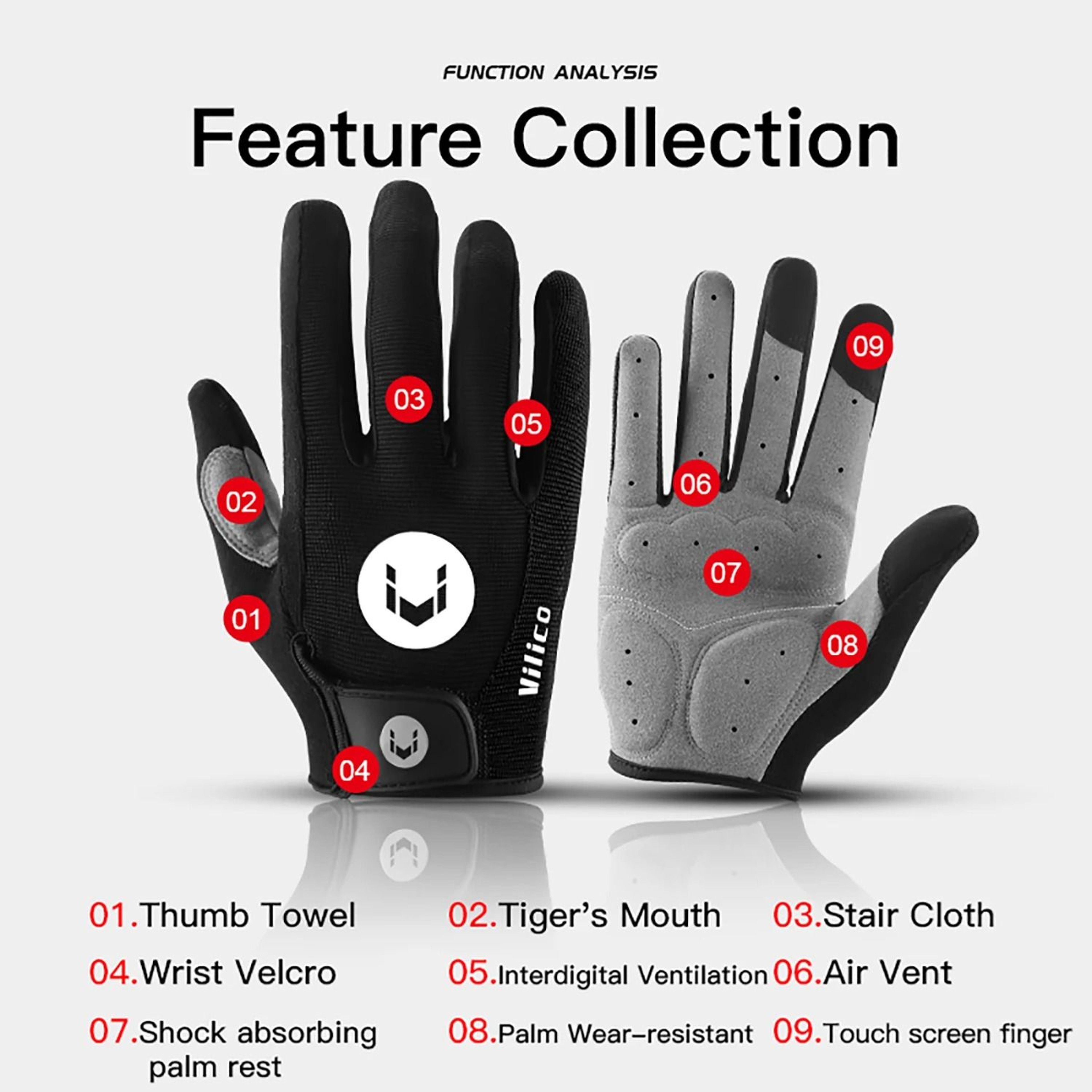 Cycling Anti Slip Full Finger Gloves For MTB And Fitness 3
