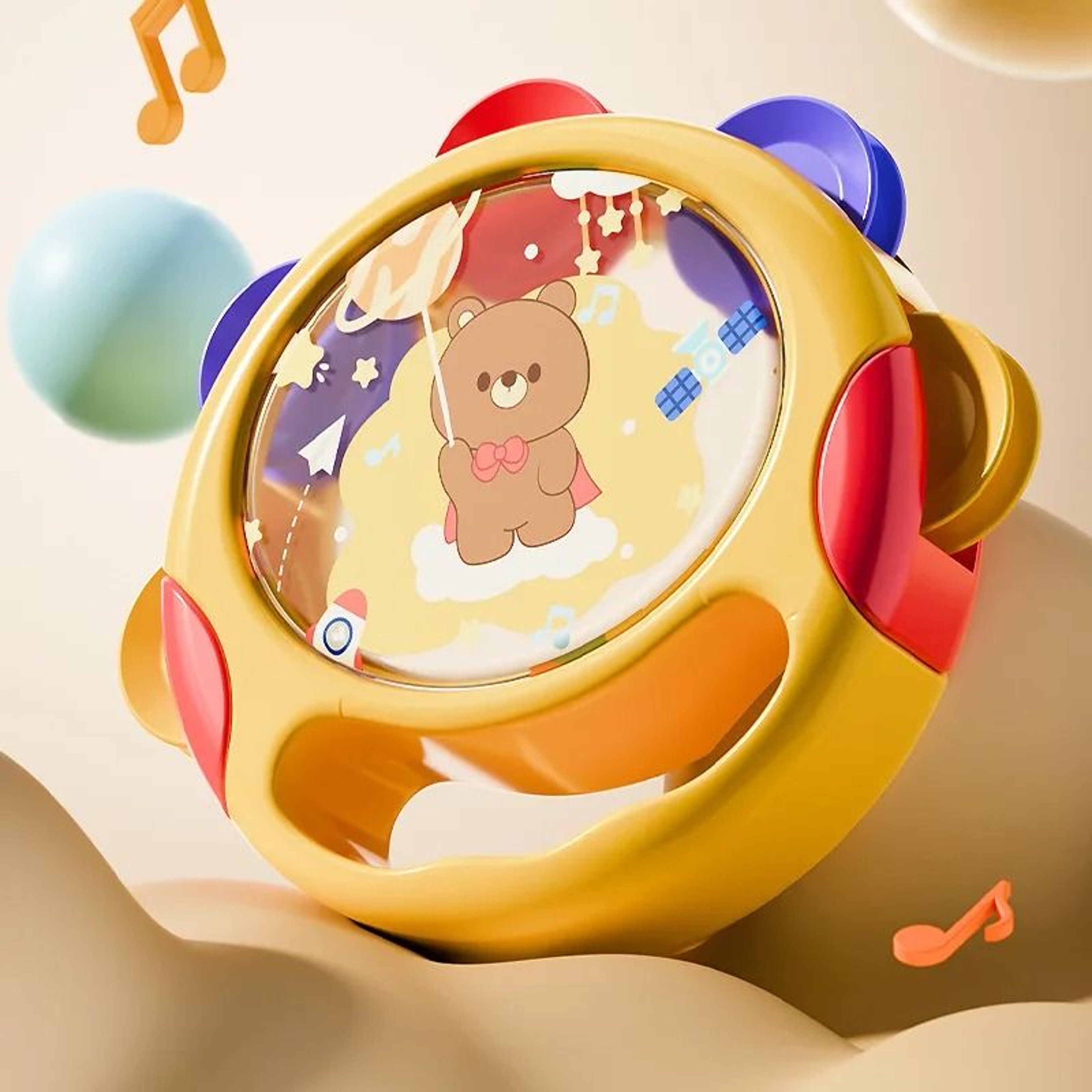 Baby Handheld Tambourine Musical Drum Toy 2