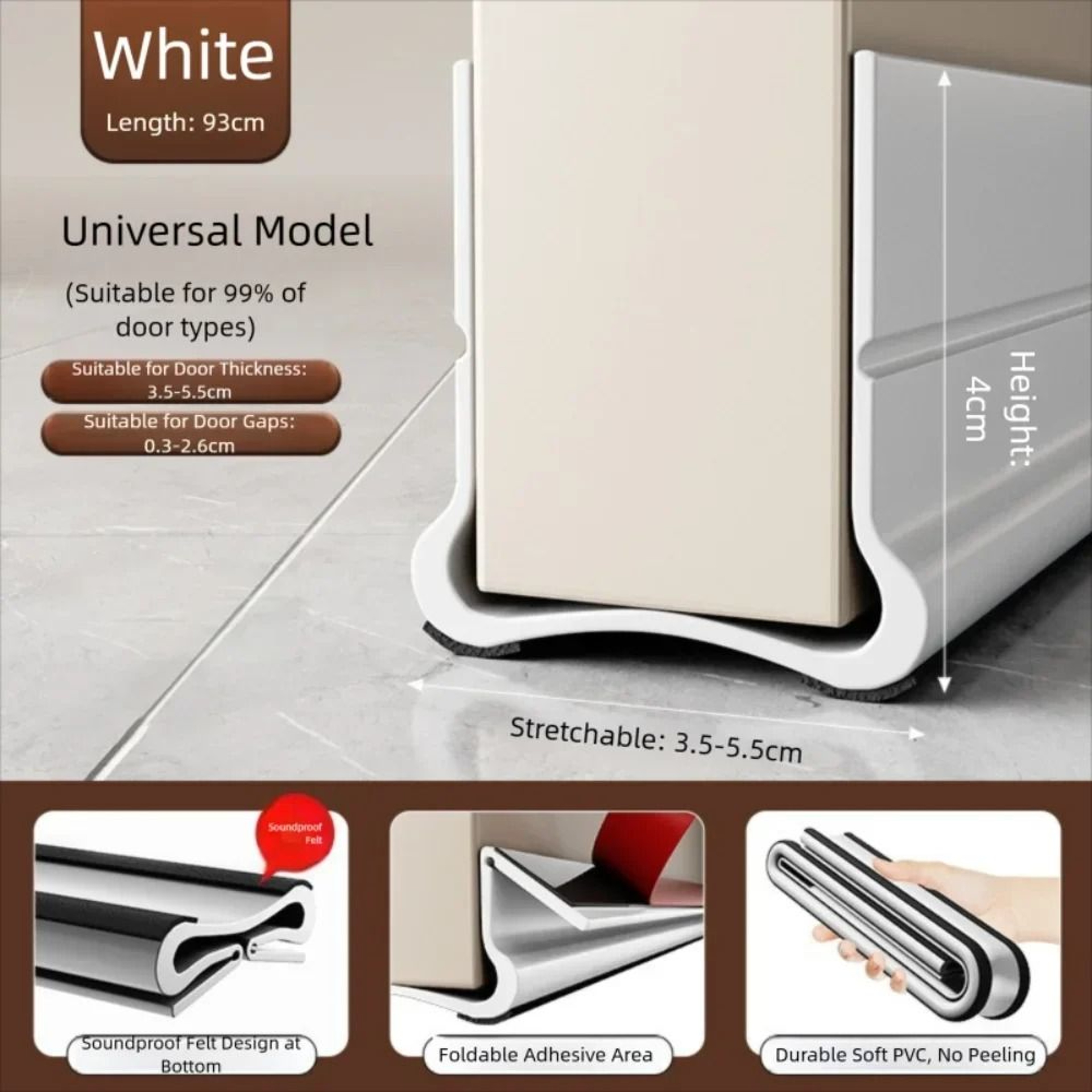 SelfAdhesive Door Bottom Sealing Strip With Soundproof Felt 9