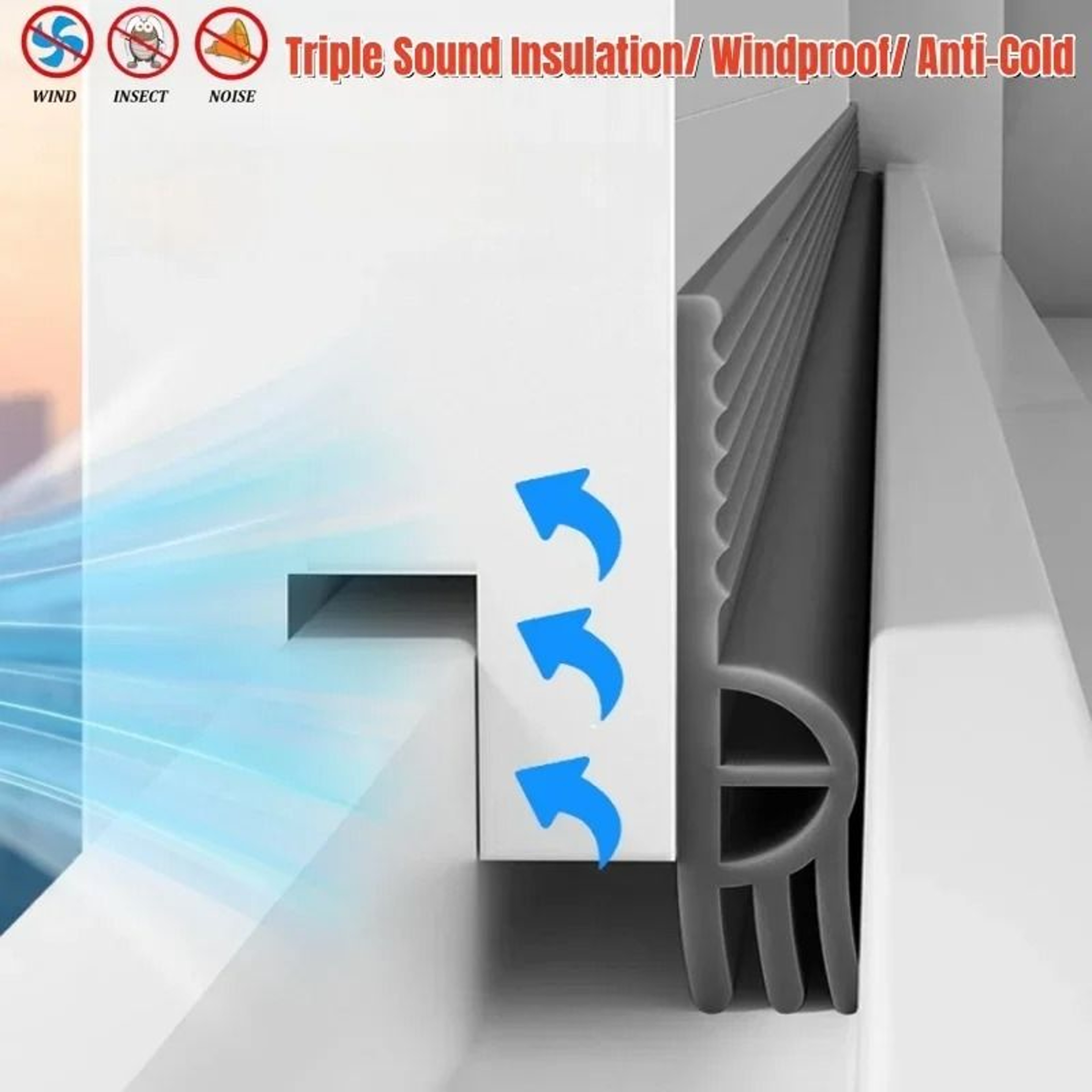TPE Sliding Window And Door Seal Strip Triple Soundproof Tape 3