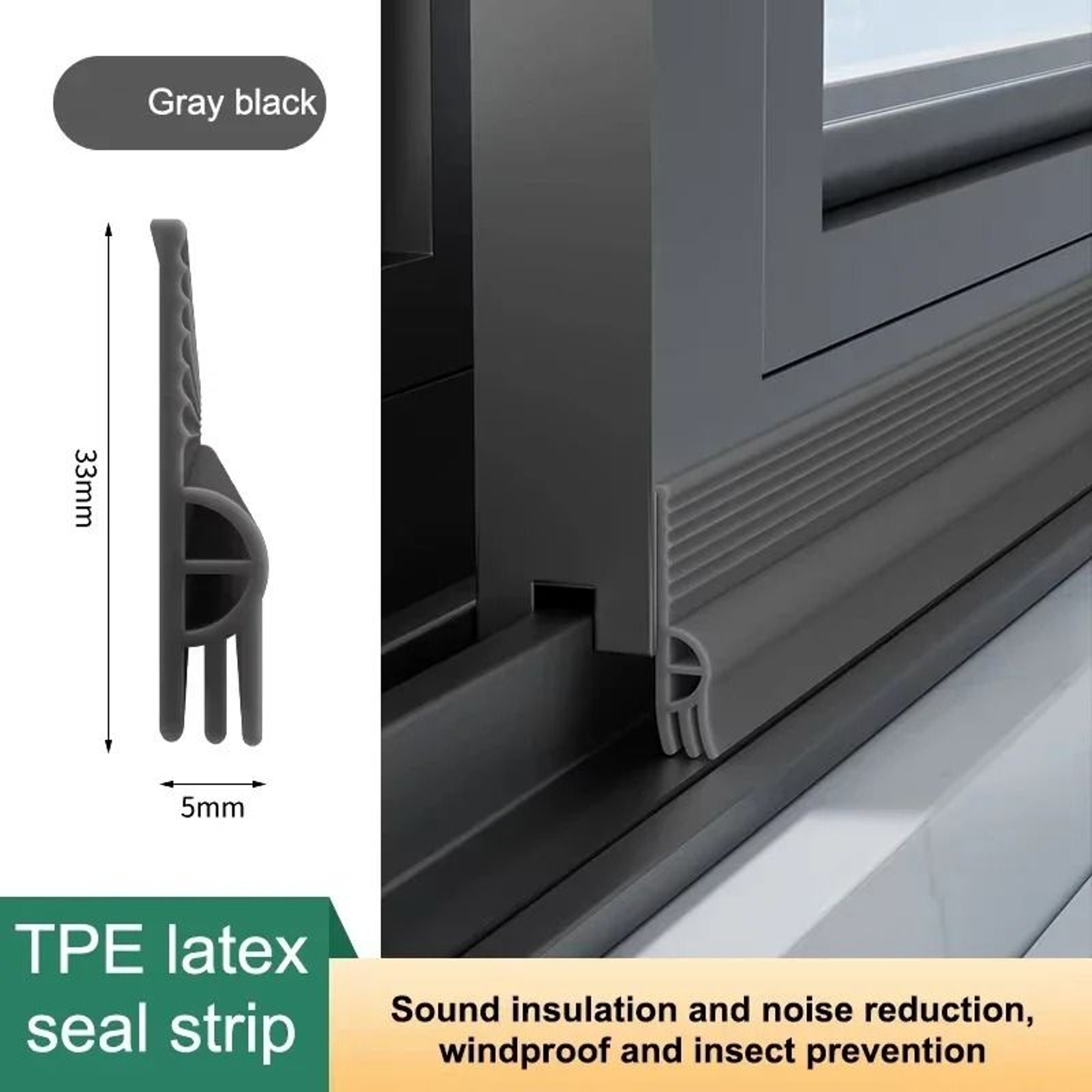 TPE Sliding Window And Door Seal Strip Triple Soundproof Tape 7