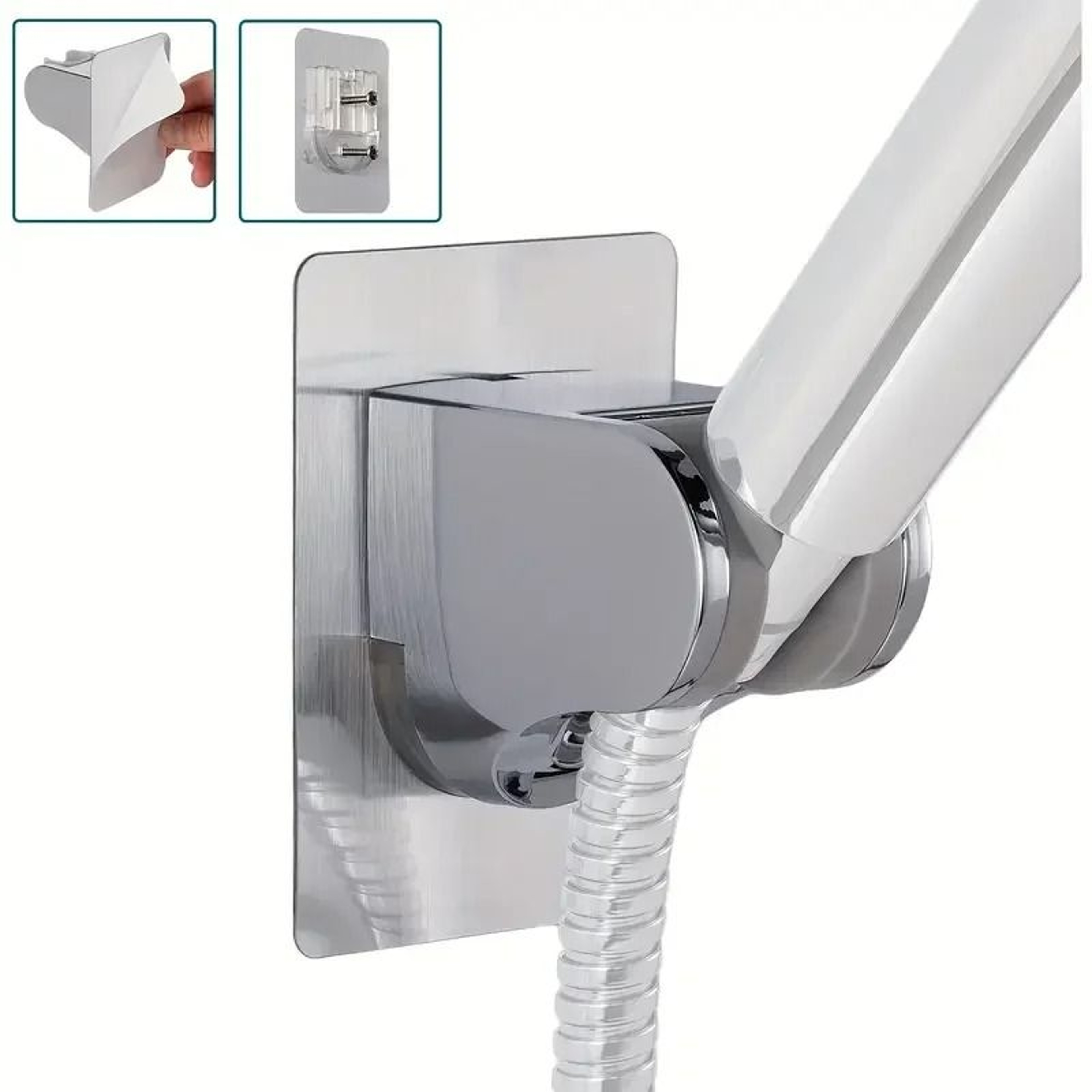 Universal Showerhead Holder Wall Mounted Punch Free Design 0