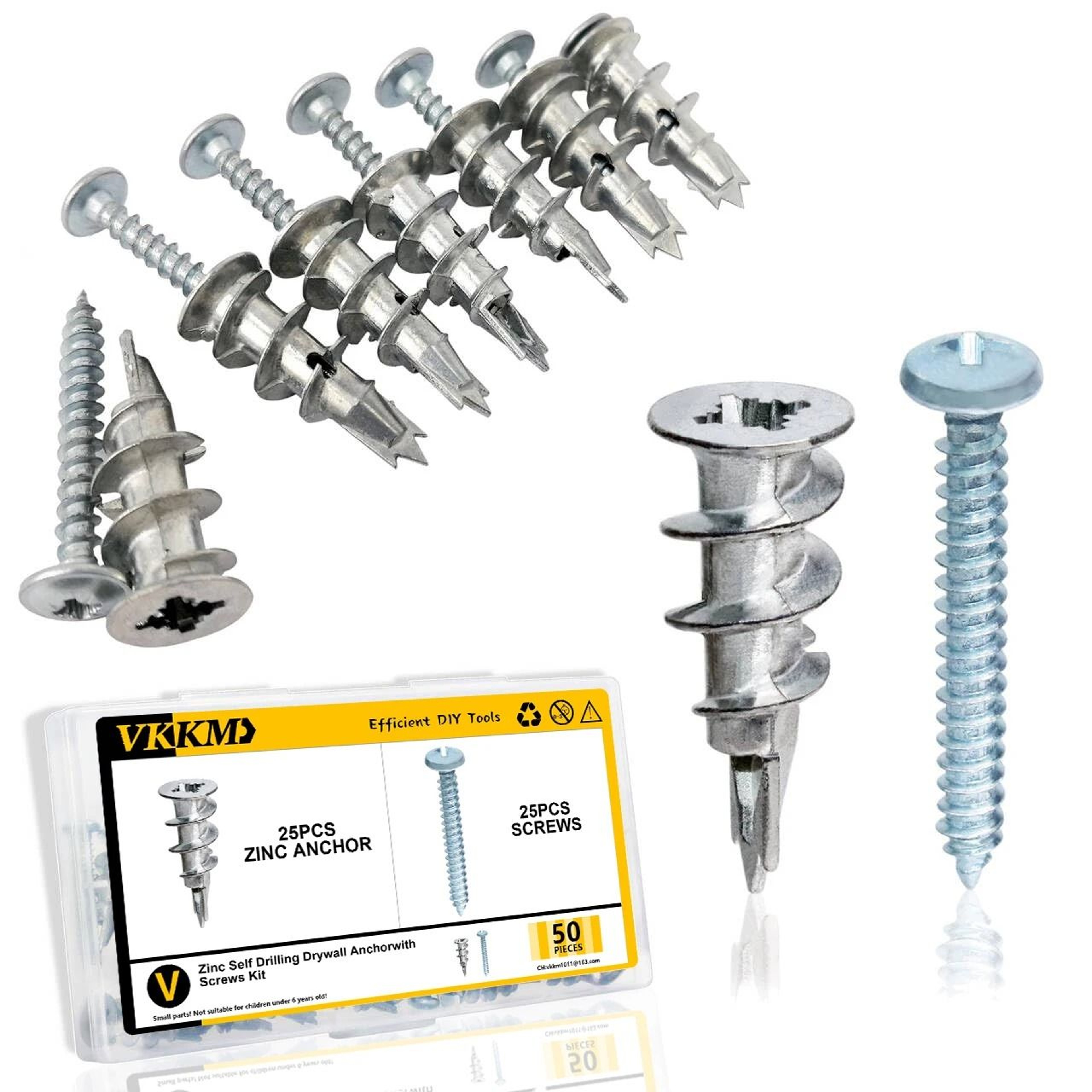 Self Drilling Drywall Anchor And Screw Set 50 Pieces 0
