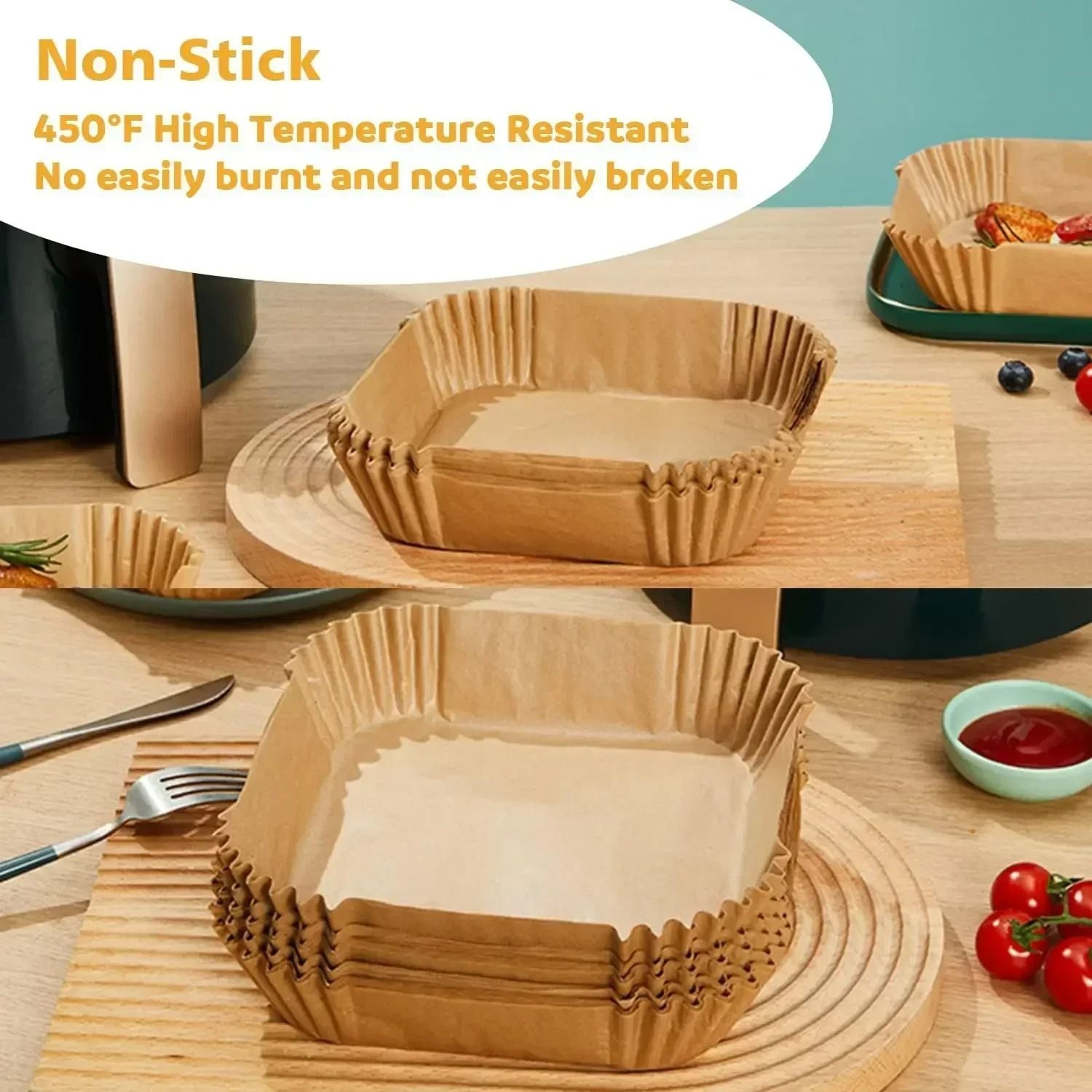Disposable Air Fryer Paper Liners Oil Absorbing Non Stick 100 Piece Set 3