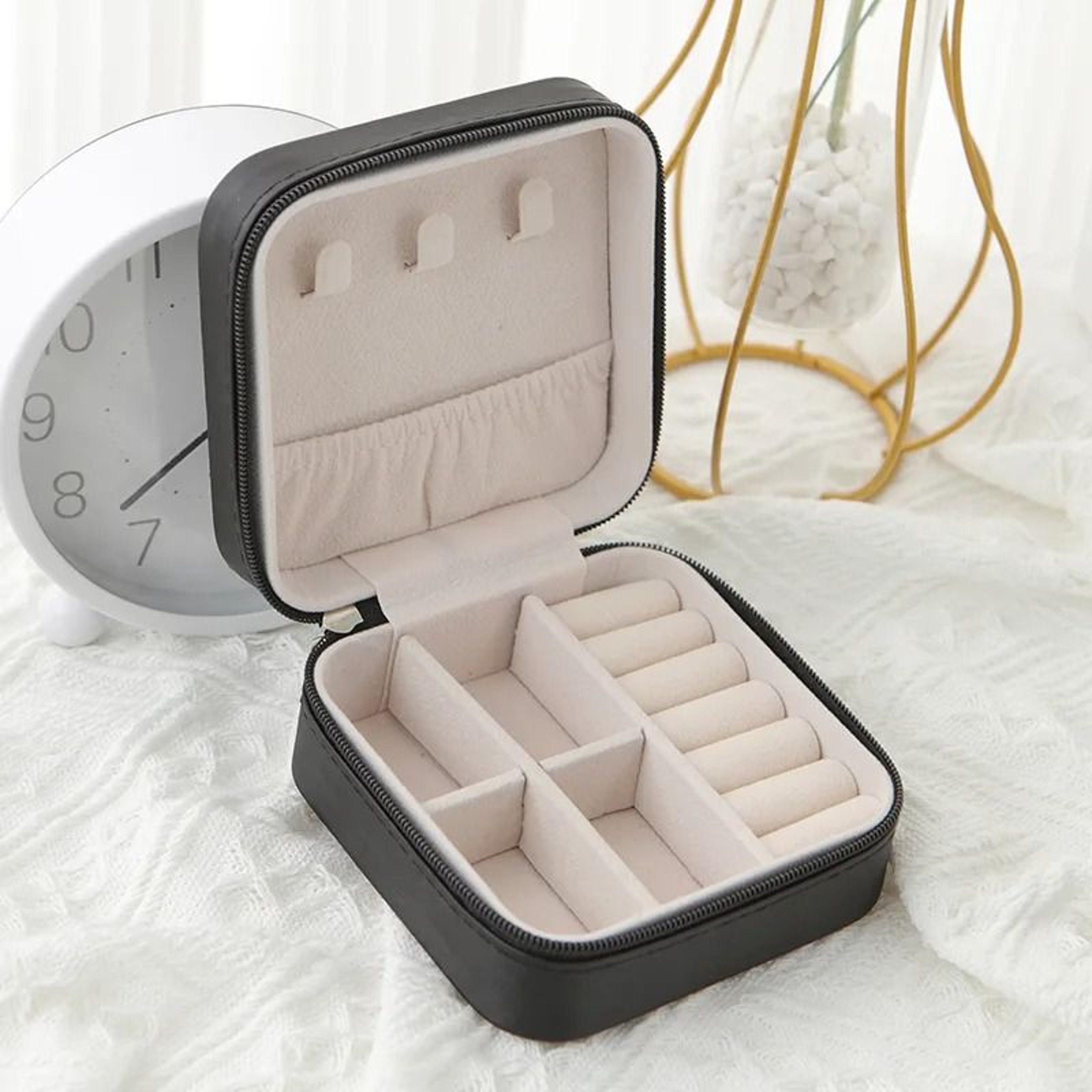 Travel Jewelry Storage Box Single Layer Zipper Case 6