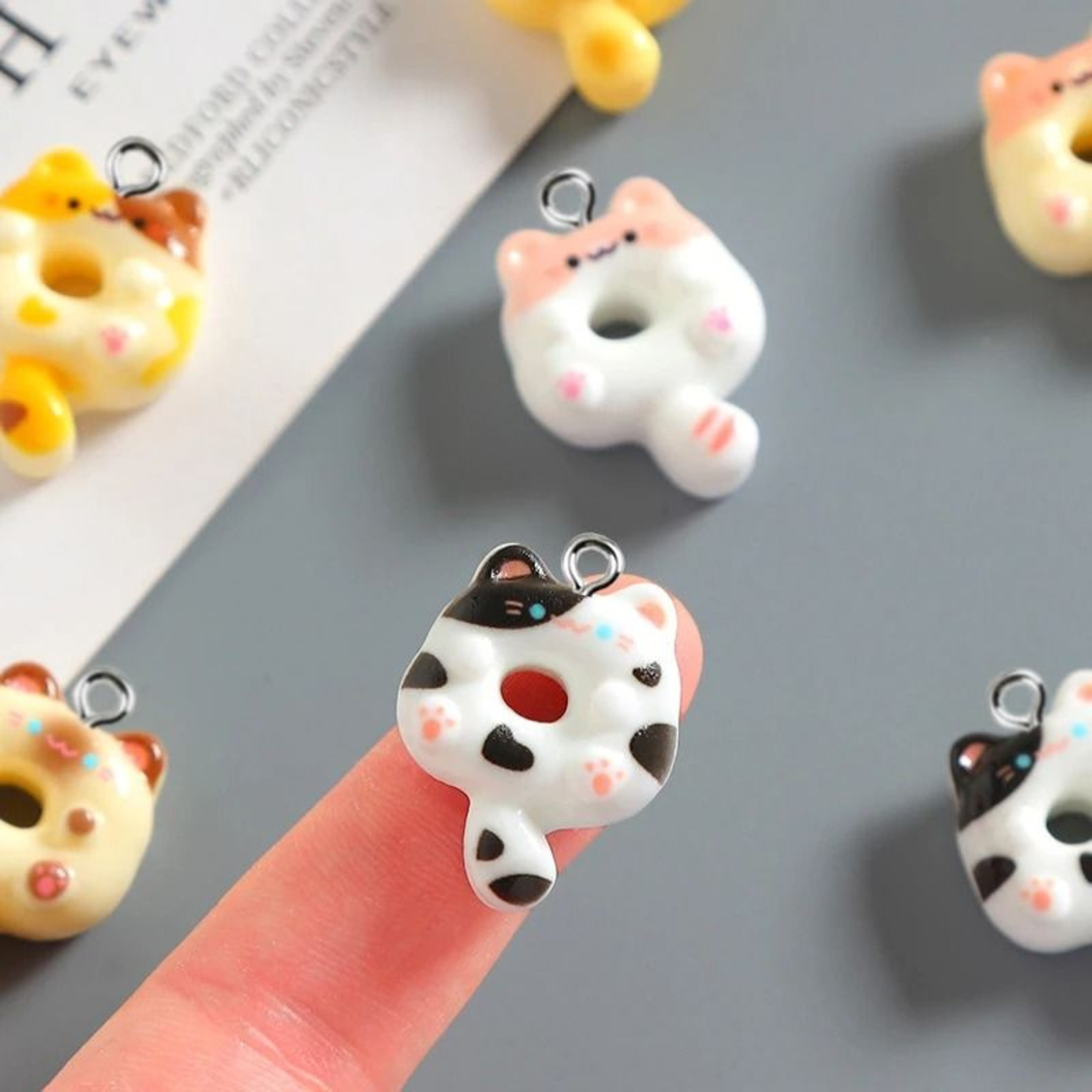 Cute Donut Cat Resin Charms For Jewelry Making Set Of 10 1