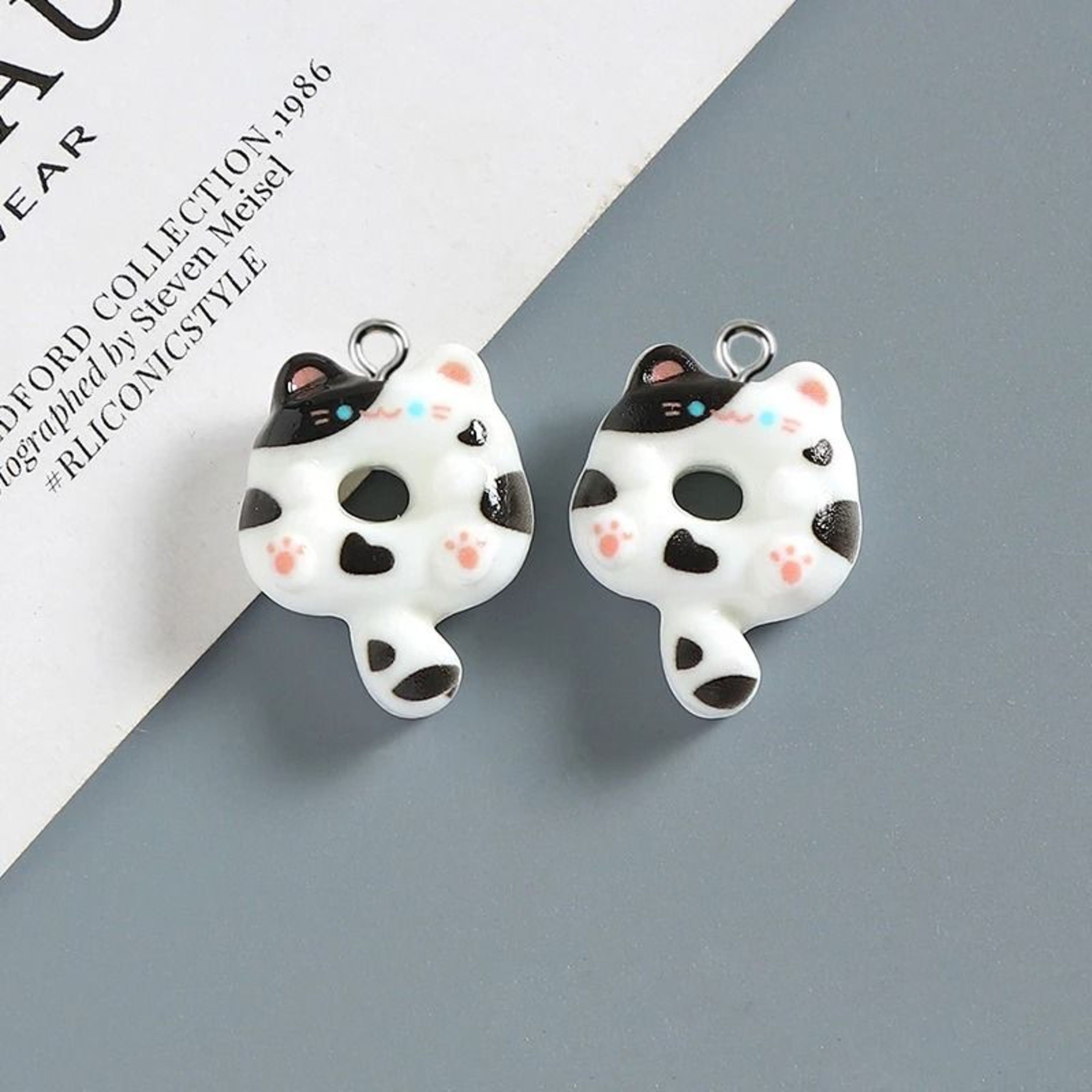 Cute Donut Cat Resin Charms For Jewelry Making Set Of 10 5
