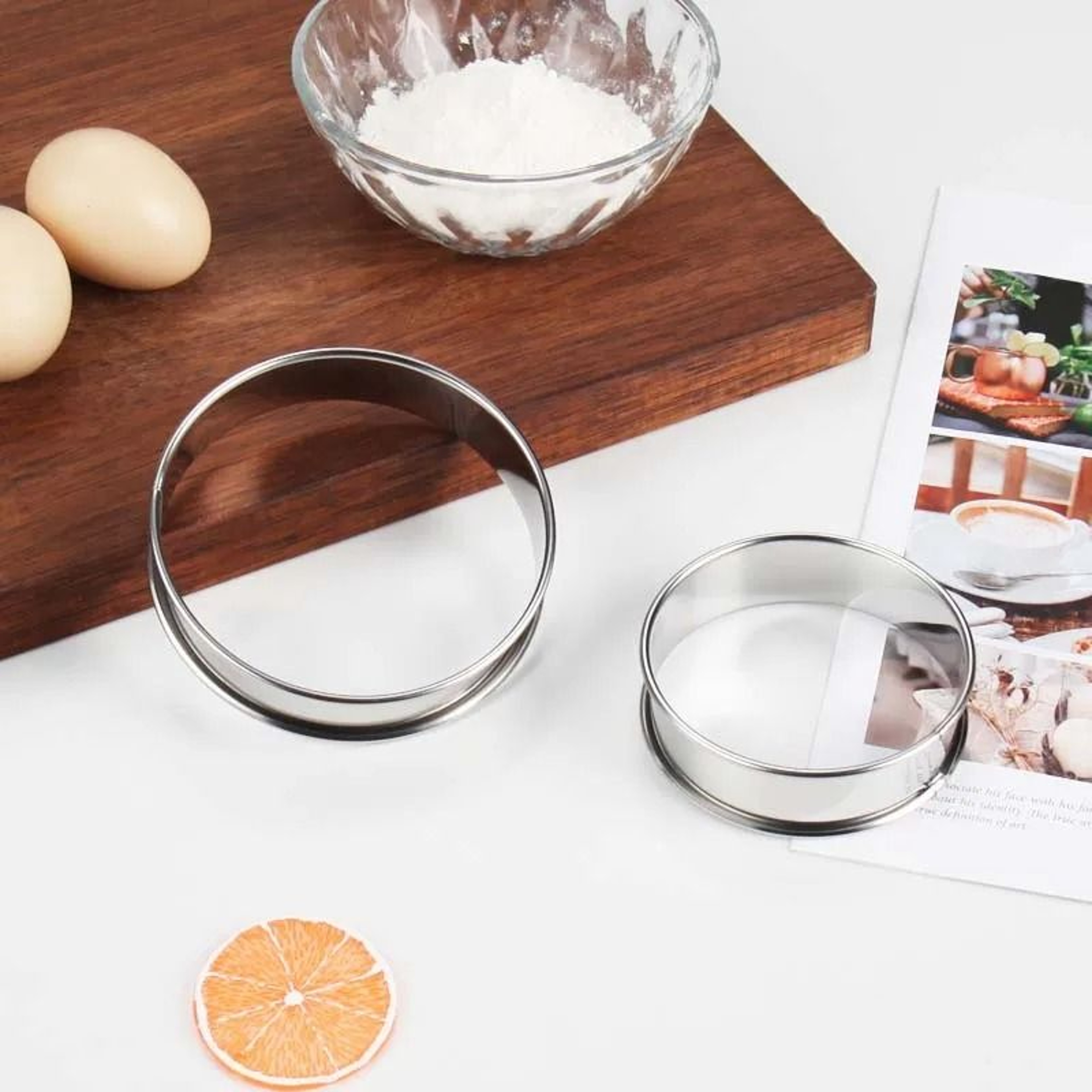 Stainless Steel Muffin Tart Rings Set Of 5 Double Rolled Baking Molds 3