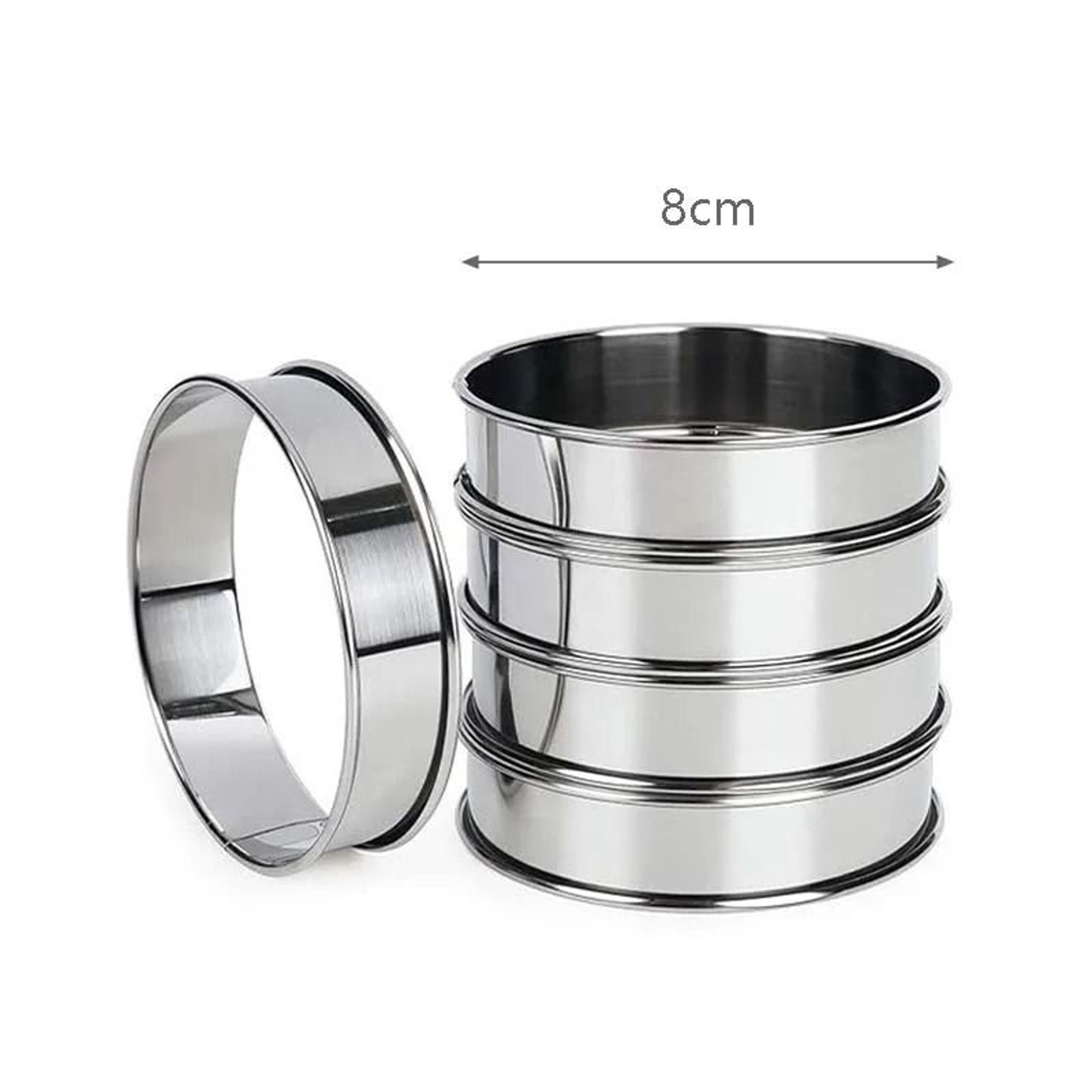 Stainless Steel Muffin Tart Rings Set Of 5 Double Rolled Baking Molds 7
