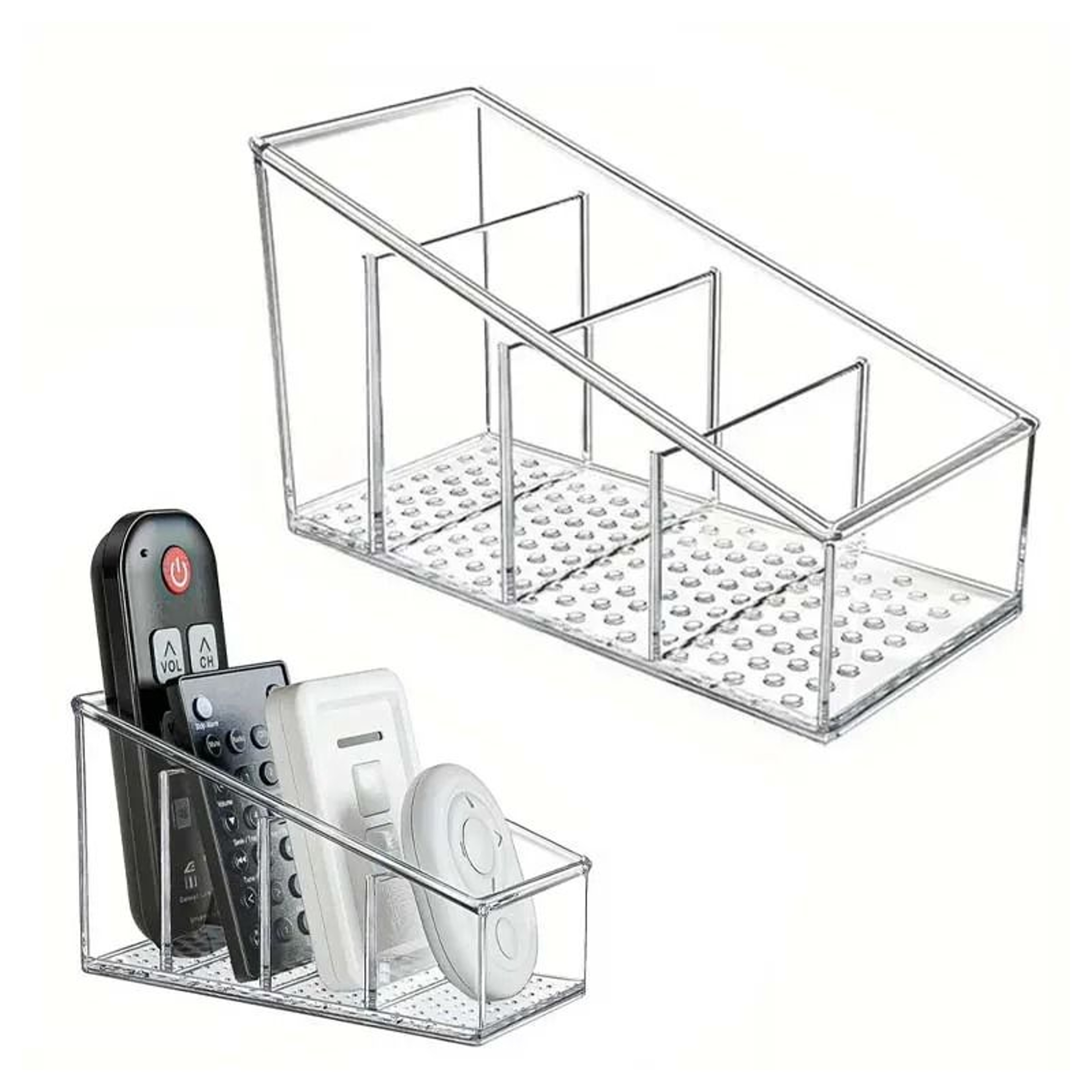 4 Grid Clear Desktop Organizer For Remotes Phones And Small Essentials 1
