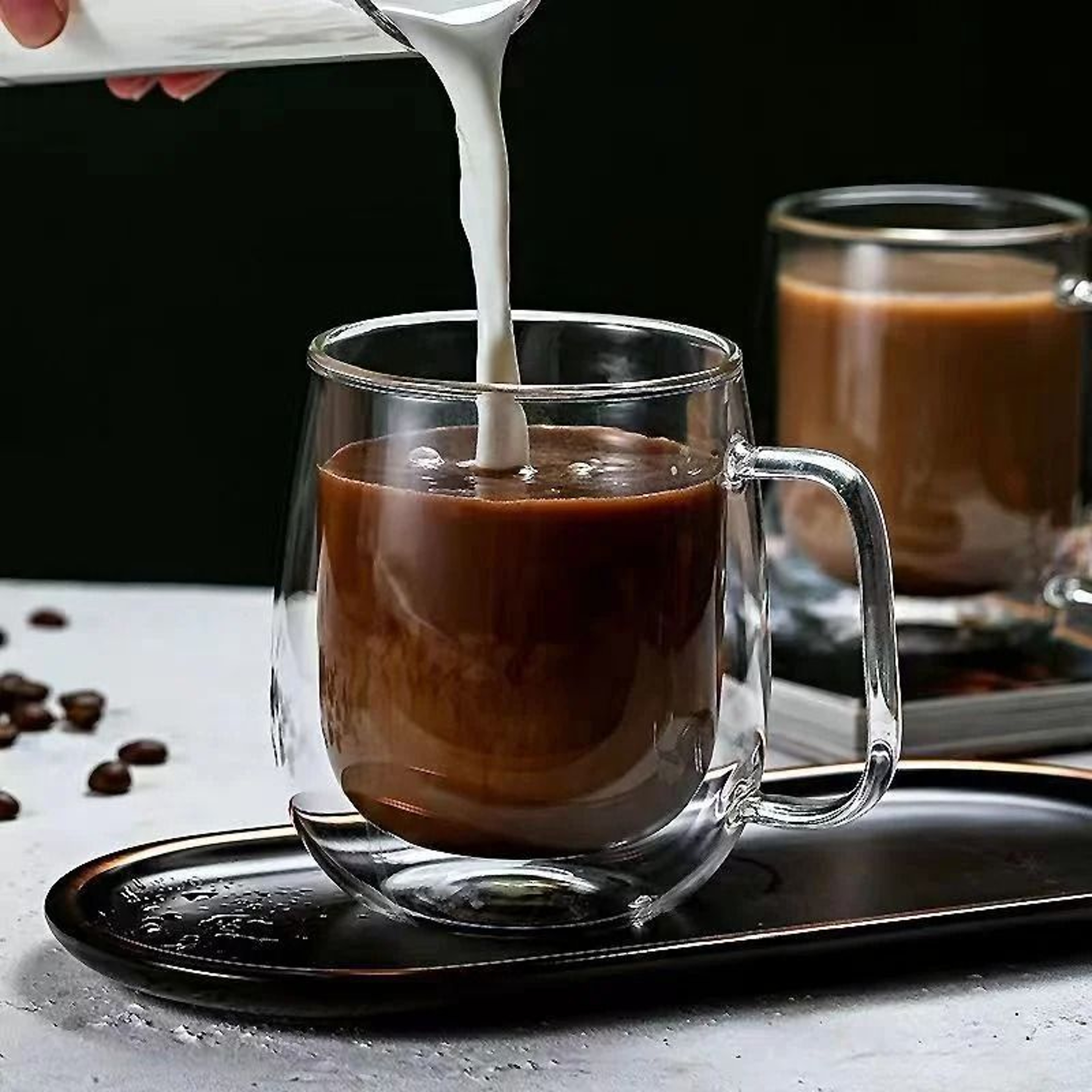 Clear Double Wall Glass Mug For Coffee And Tea 1