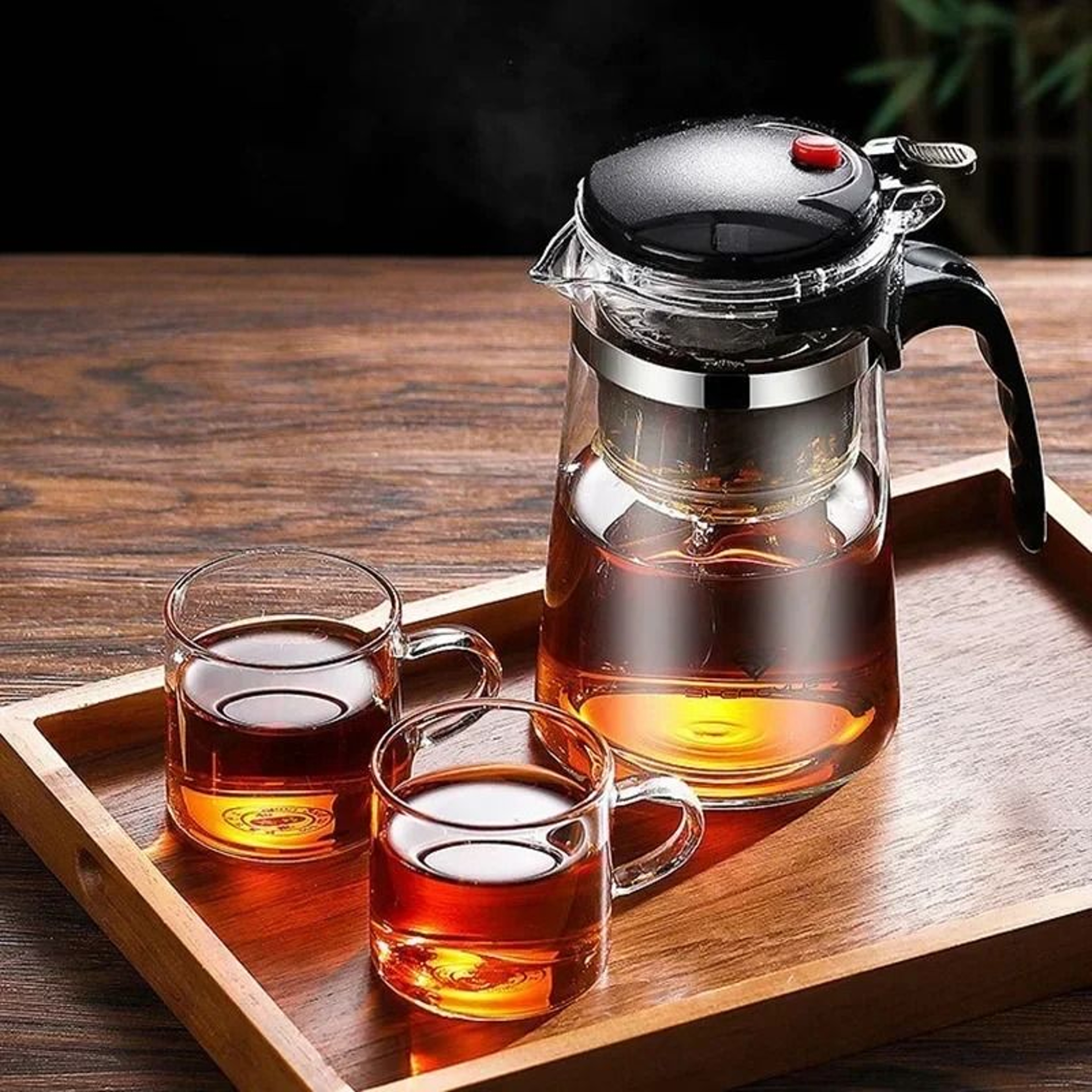 Press Filter Glass Teapot With Water Separation System 2