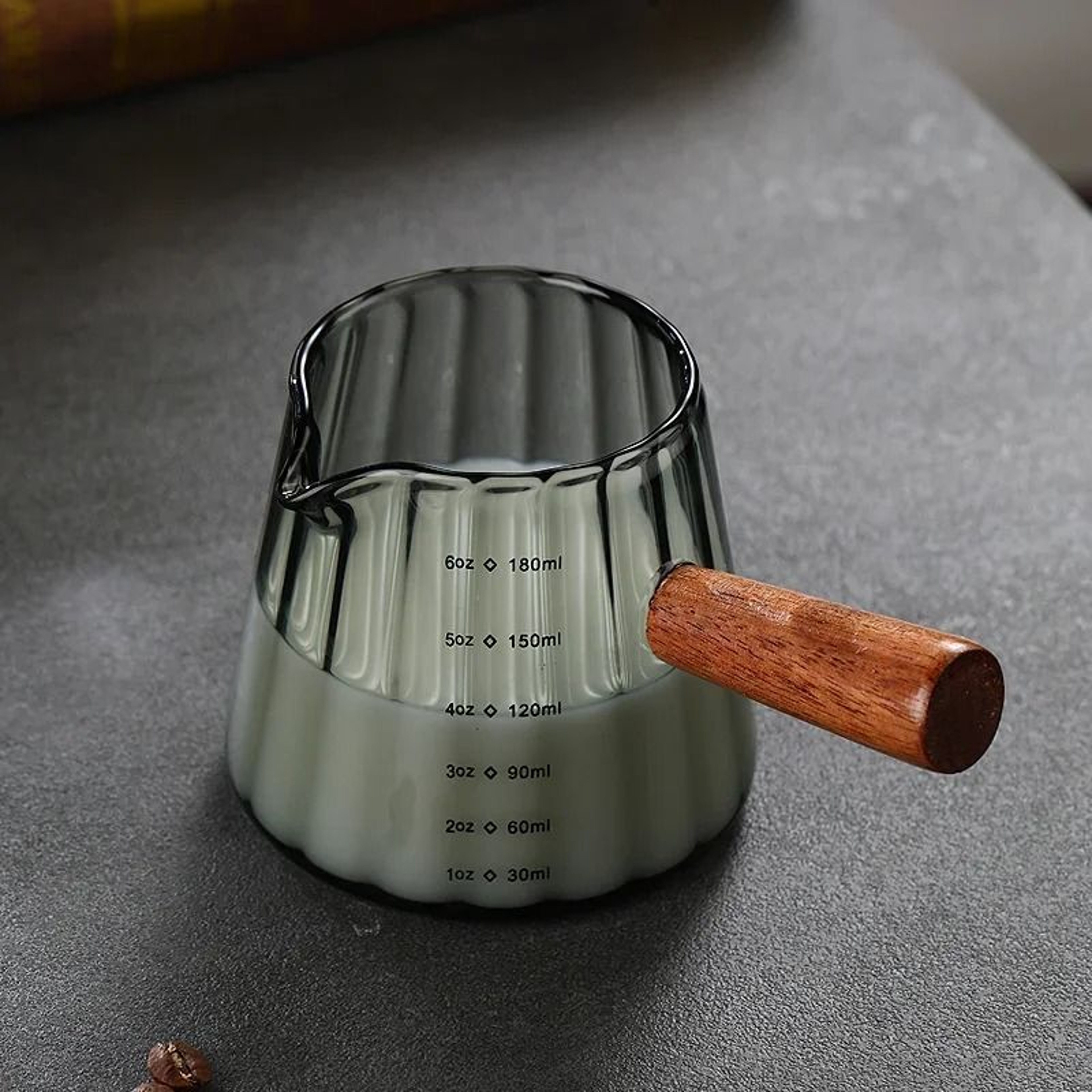 Glass Espresso Measuring Cup With Wooden Handle 8