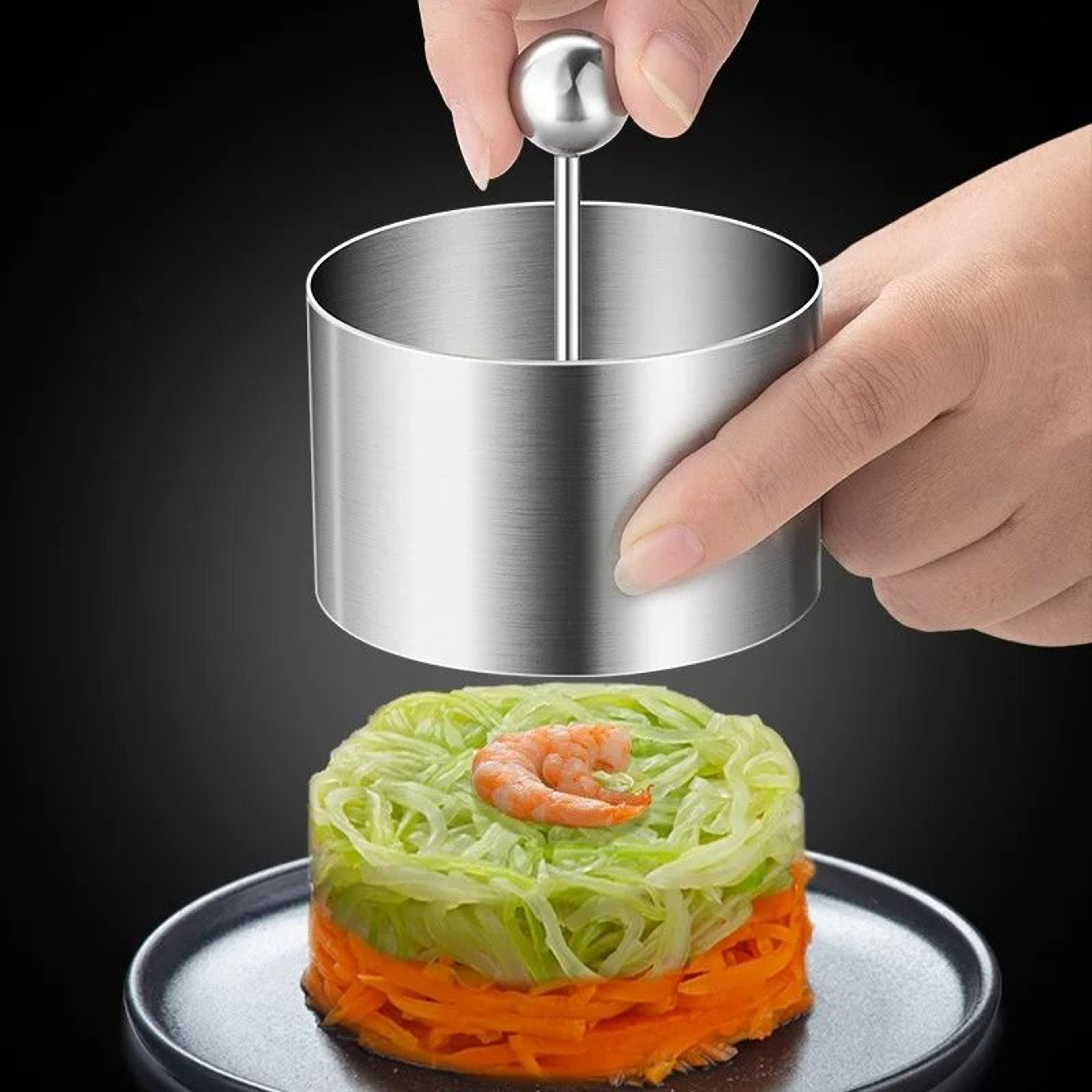 Stainless Steel Rice Ball Mold With Press Handle 0