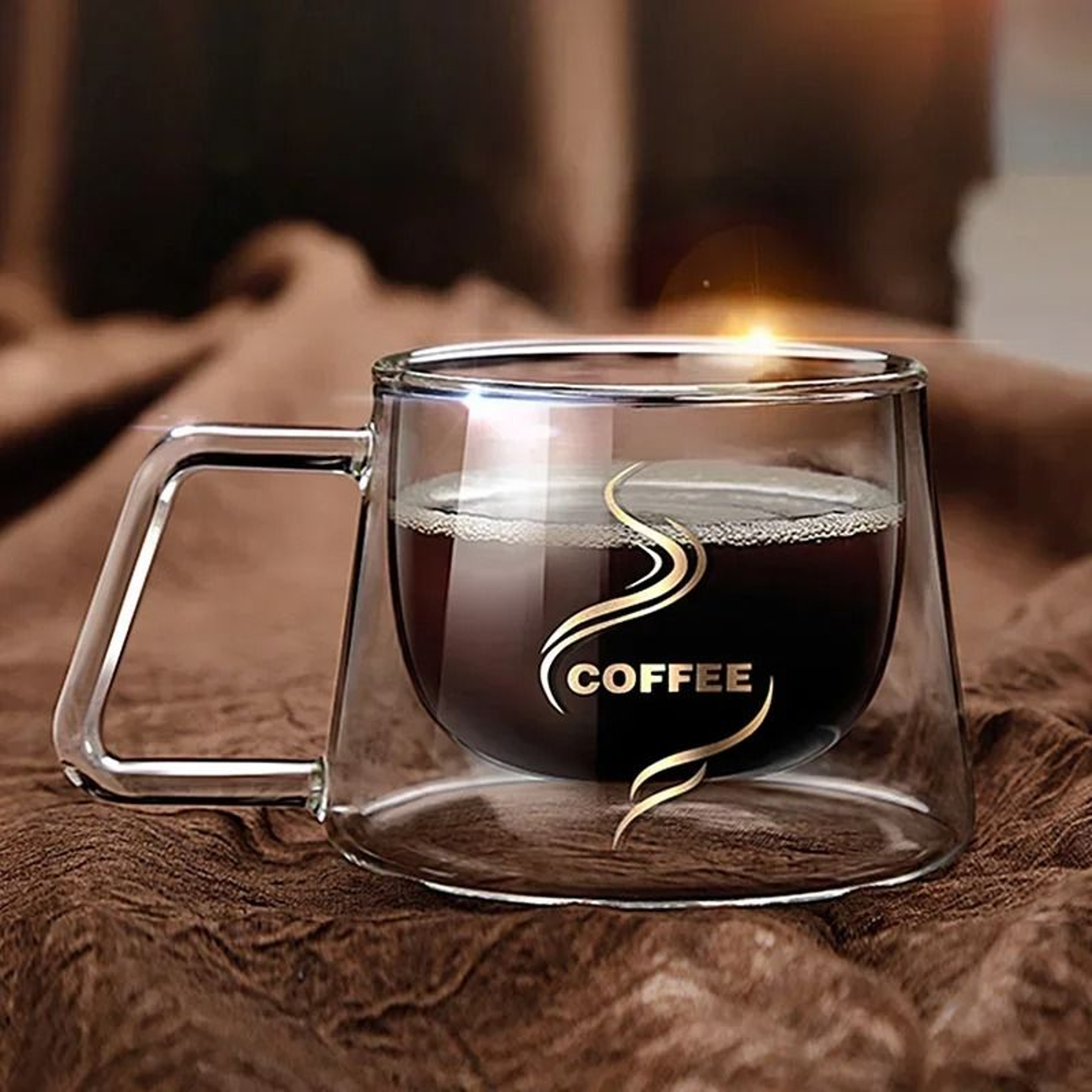 Double Wall Glass Espresso Cup With Handle 2