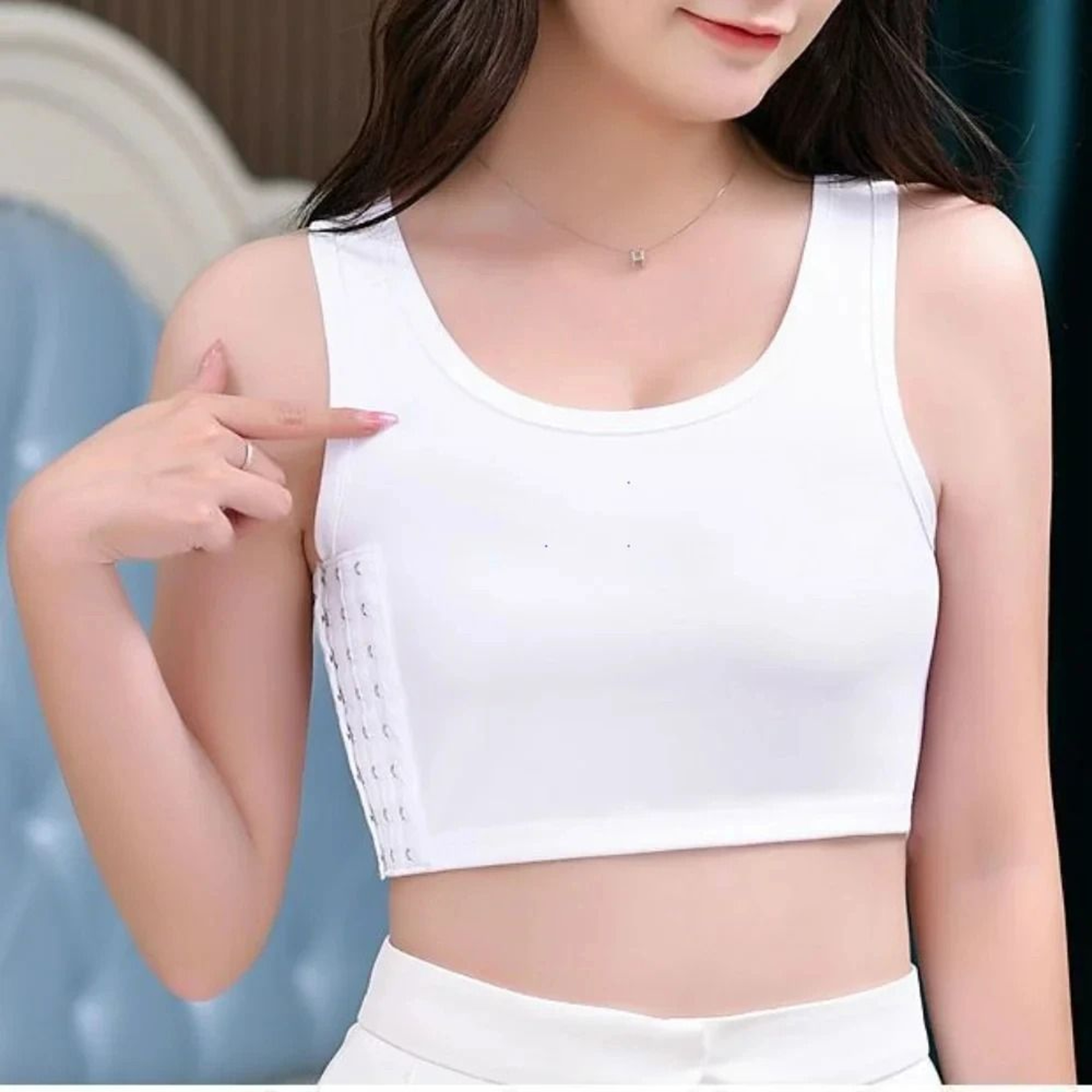Breathable Side Buckle Chest Binder Short Vest For Women 6