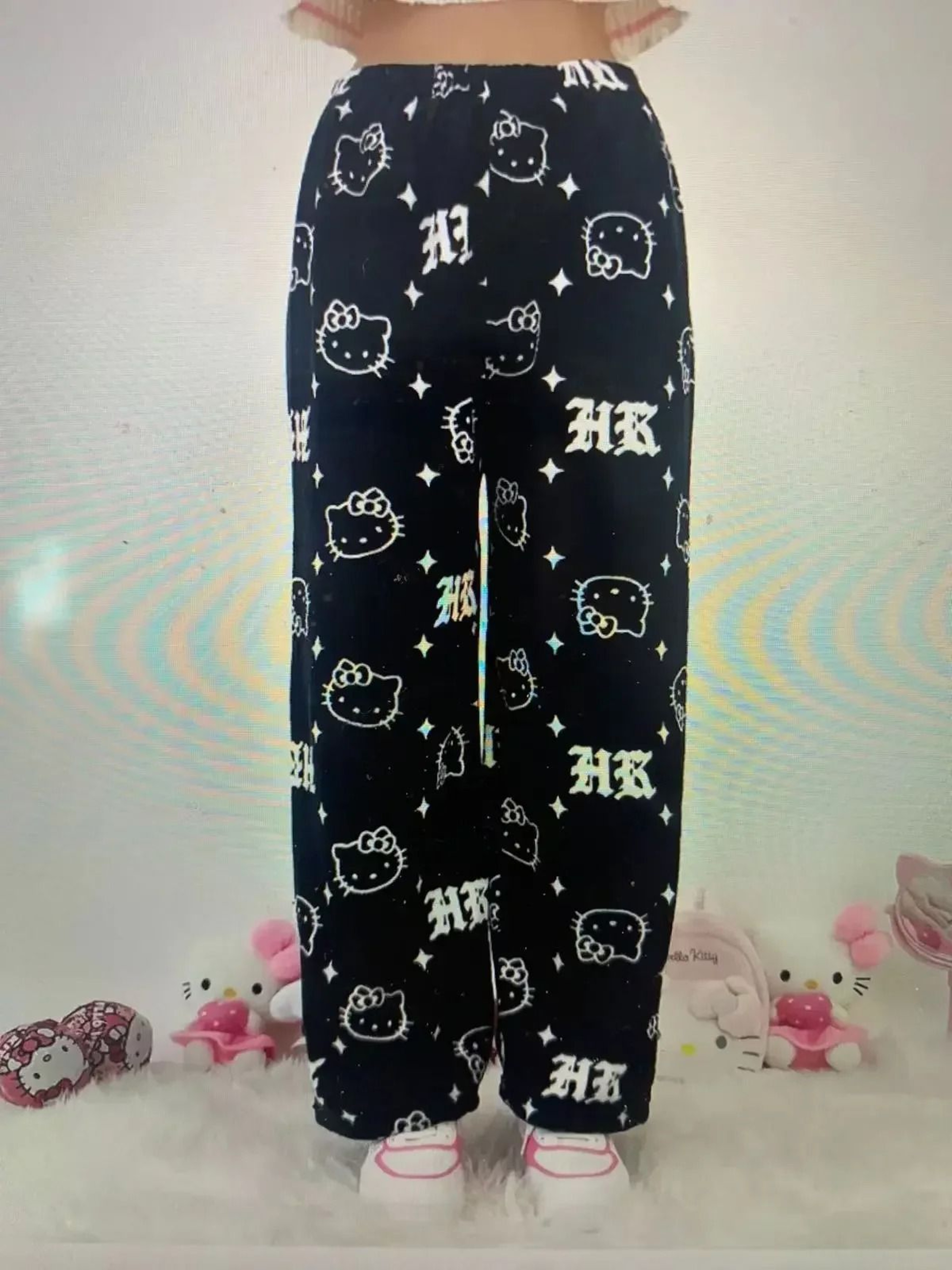 Cartoon Print Plush Lounge Pajama Pants For Women 5