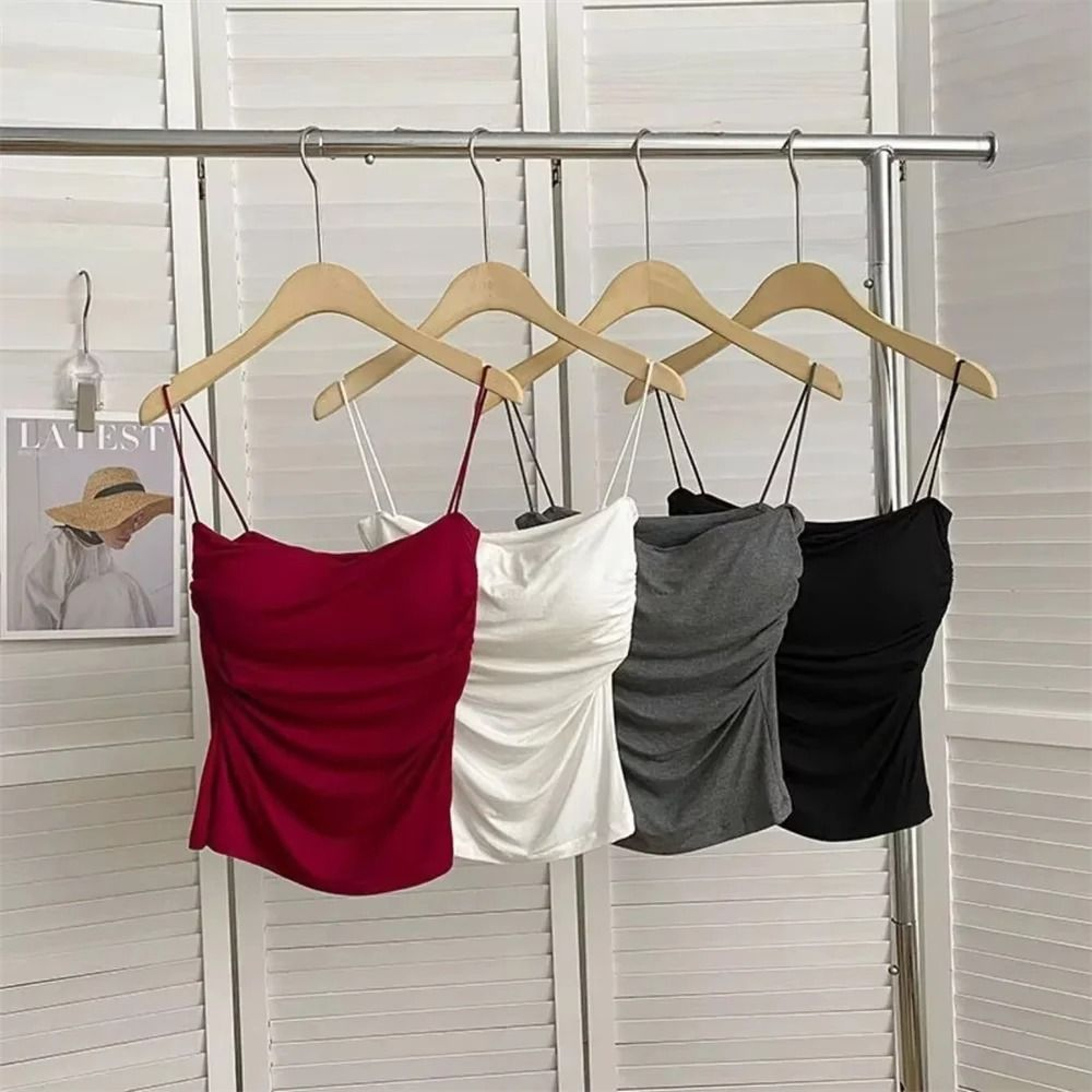 Stylish Waist Pleated Corset Crop Tank Top With Built In Chest Pad 3