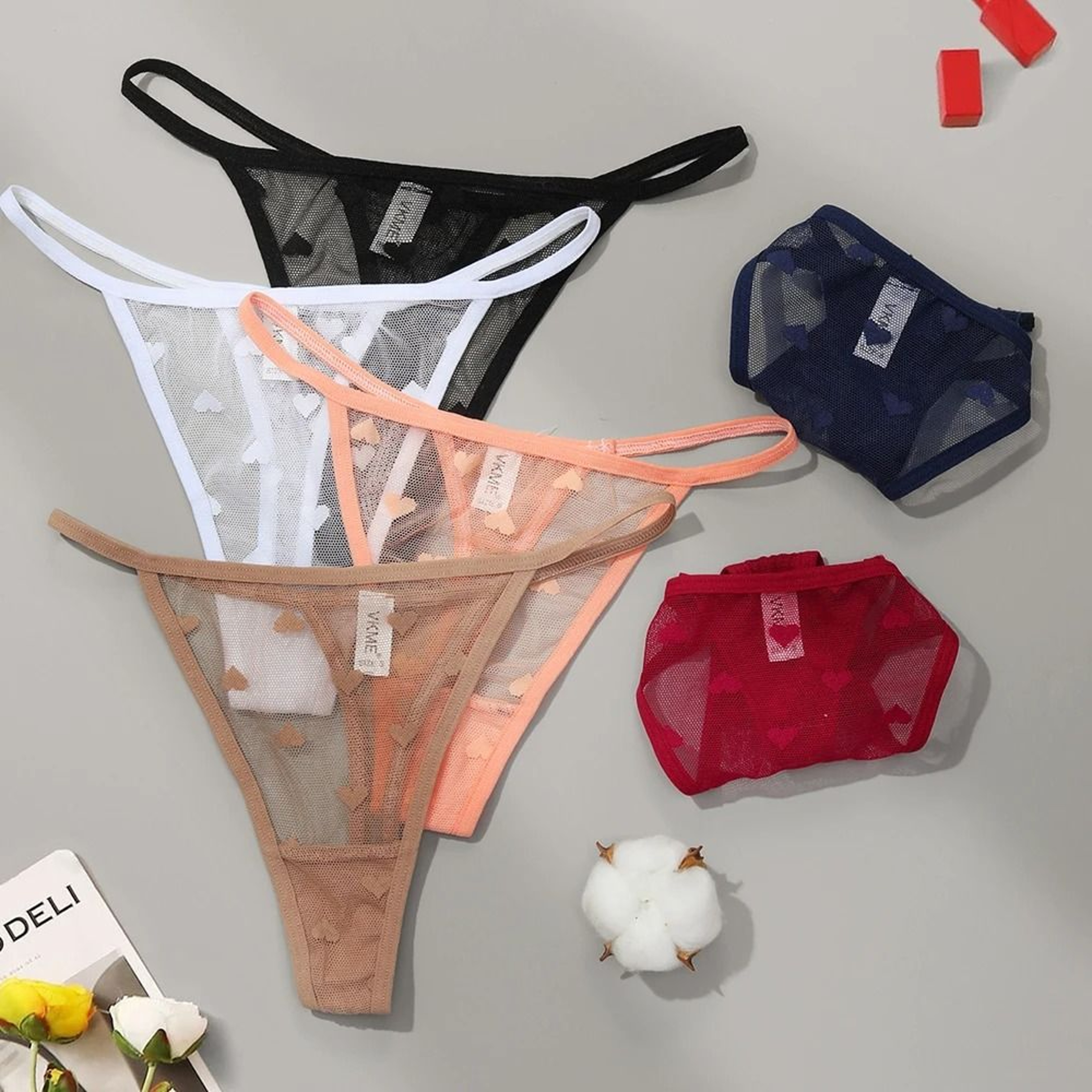 Sheer Lace Low Waist Thong Panties For Women 0