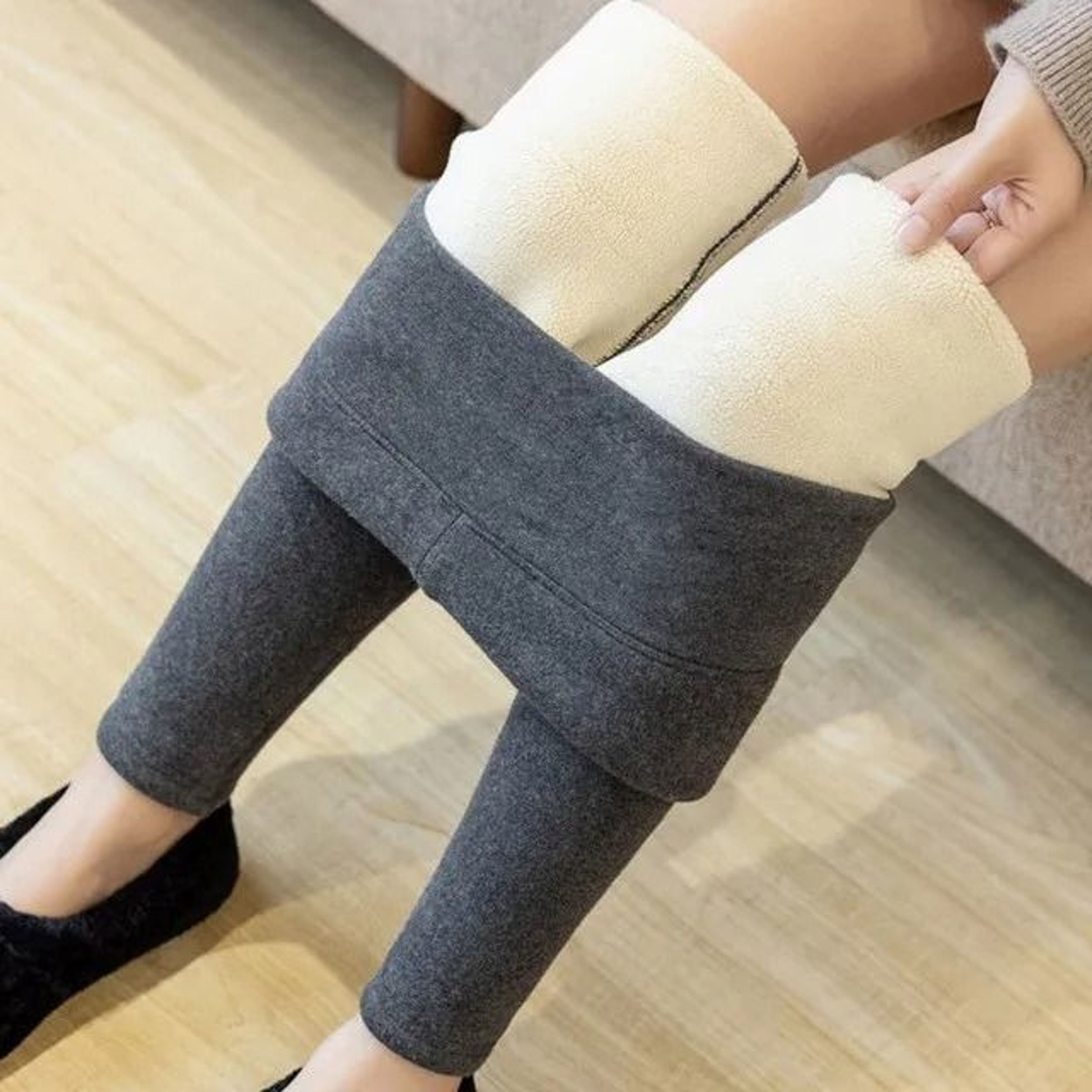 Thermal Fleece Lined Translucent Leggings For Women 17