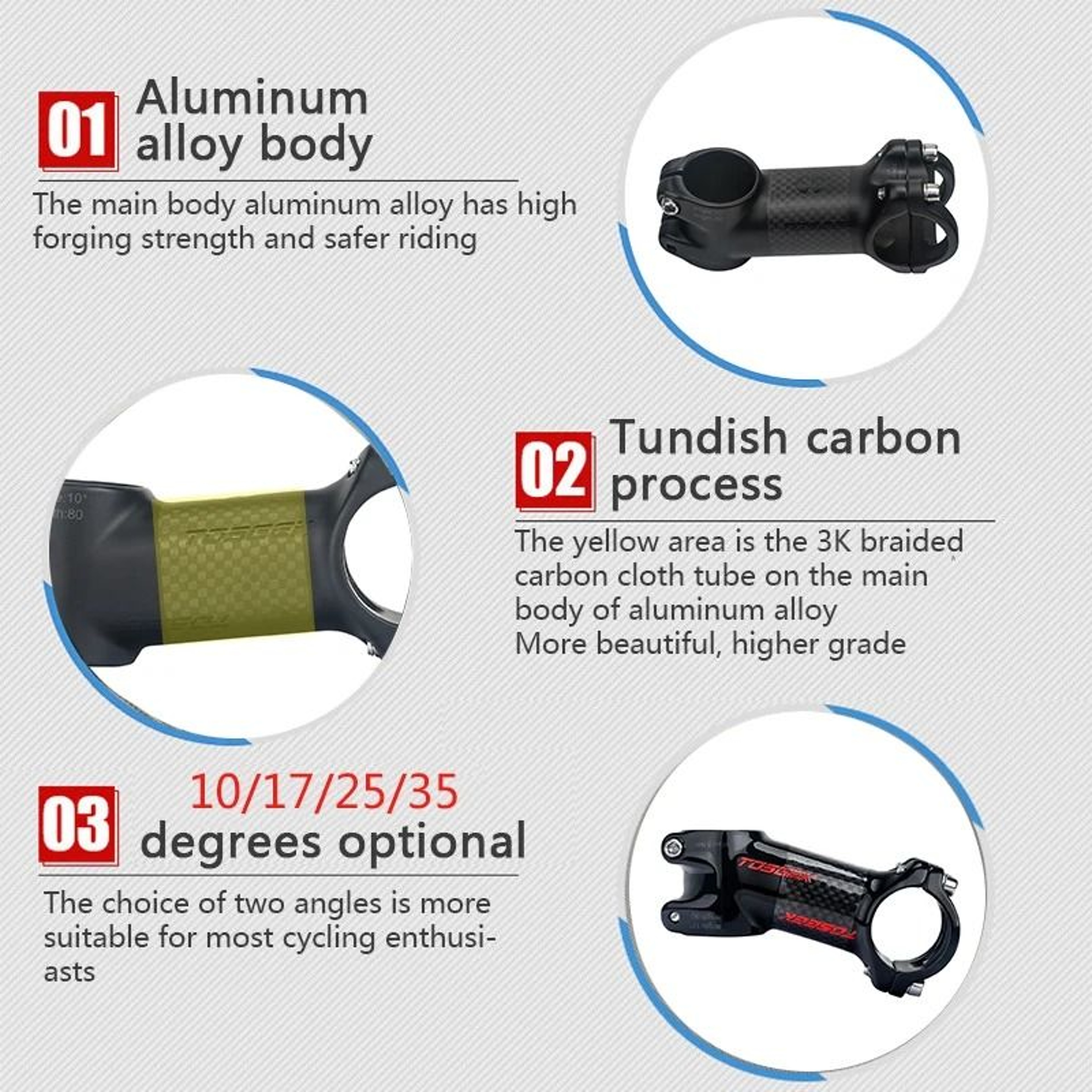 Ultralight Carbon And Aluminum MTB Handlebar Stem 318 Mm 3
