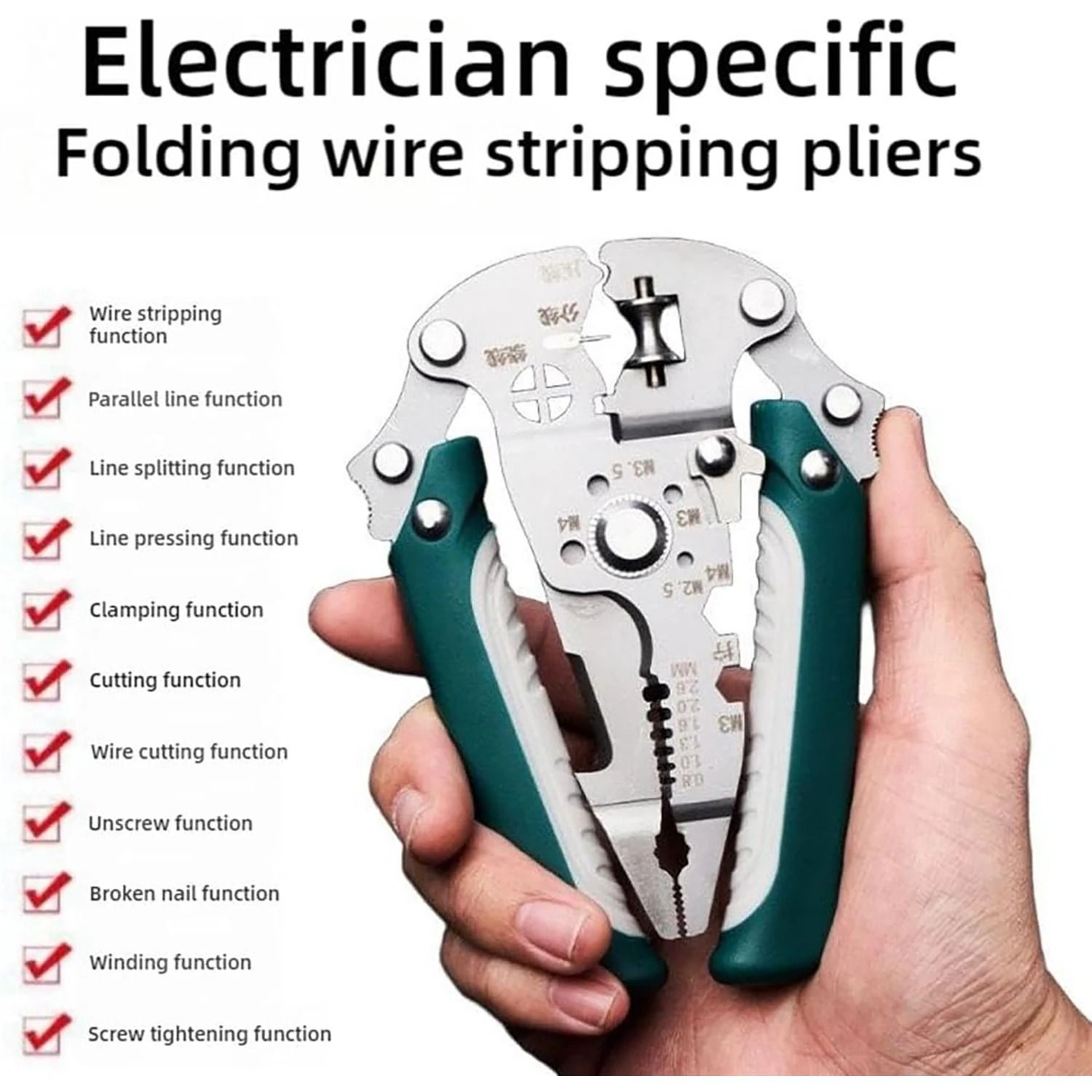 Foldable 18 In 1 Wire Stripping And Crimping Pliers 3