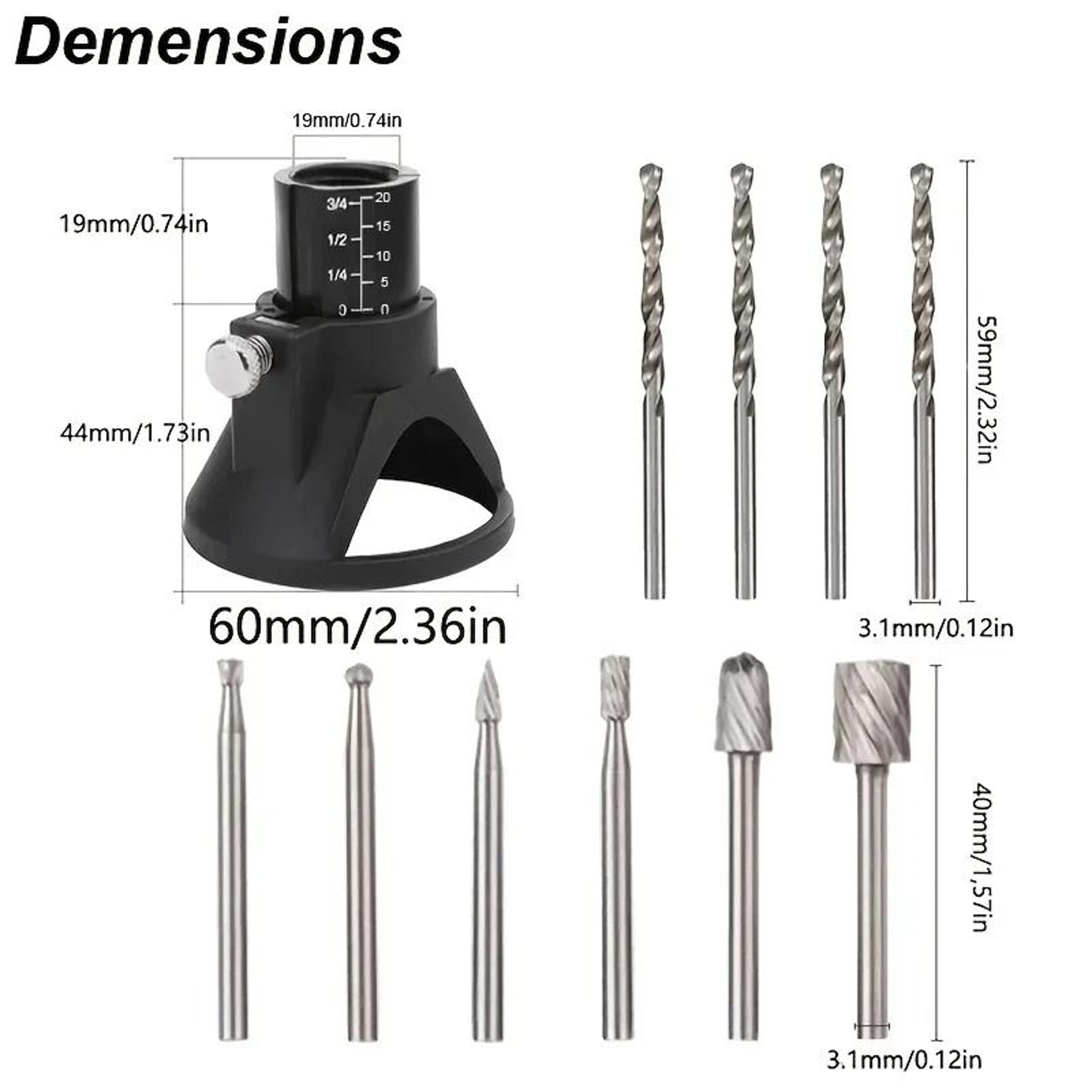 Rotary Multi Tool Cutting Guide Attachment With Router Bits Set 1
