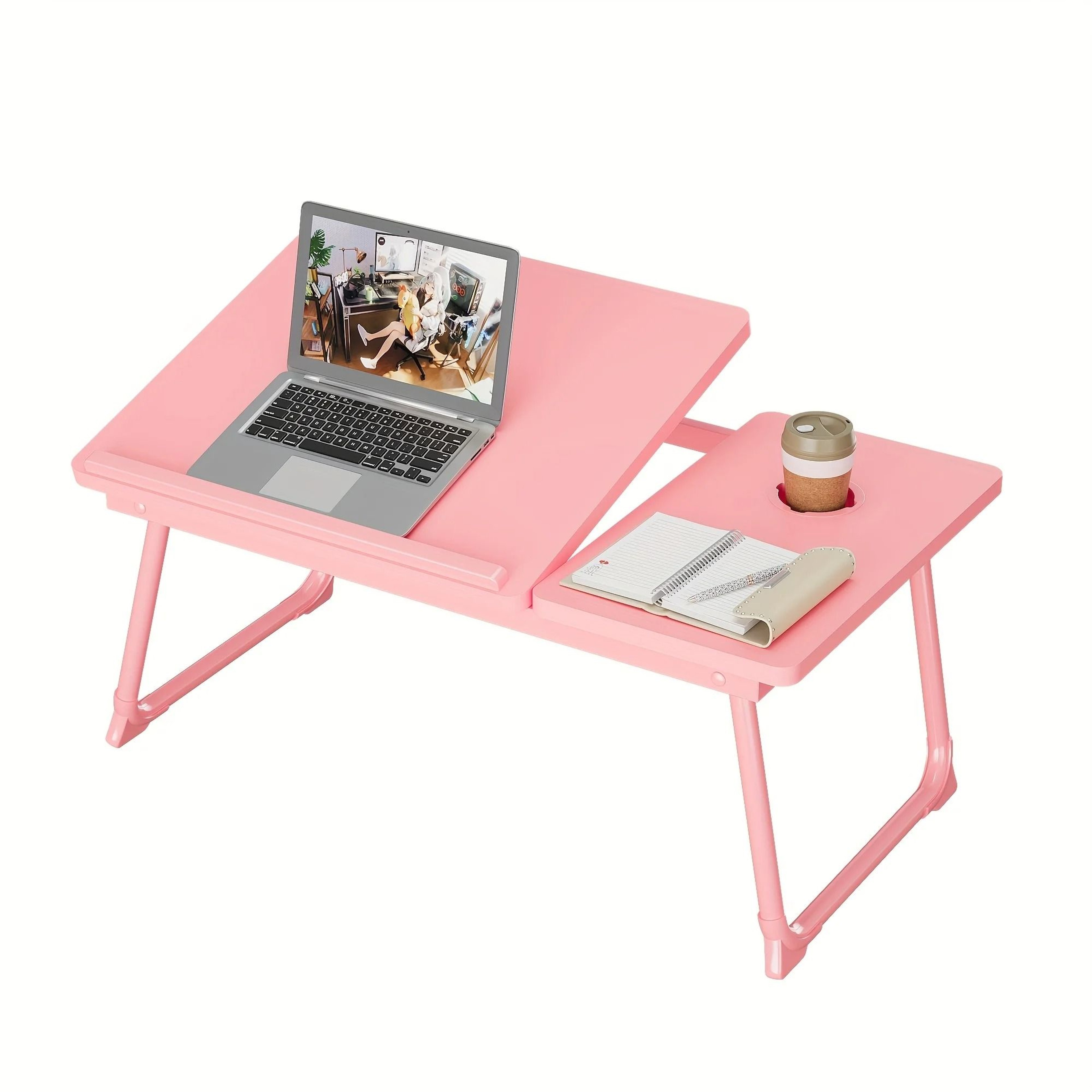Foldable Laptop Bed Desk Tray With Cup Holder 7
