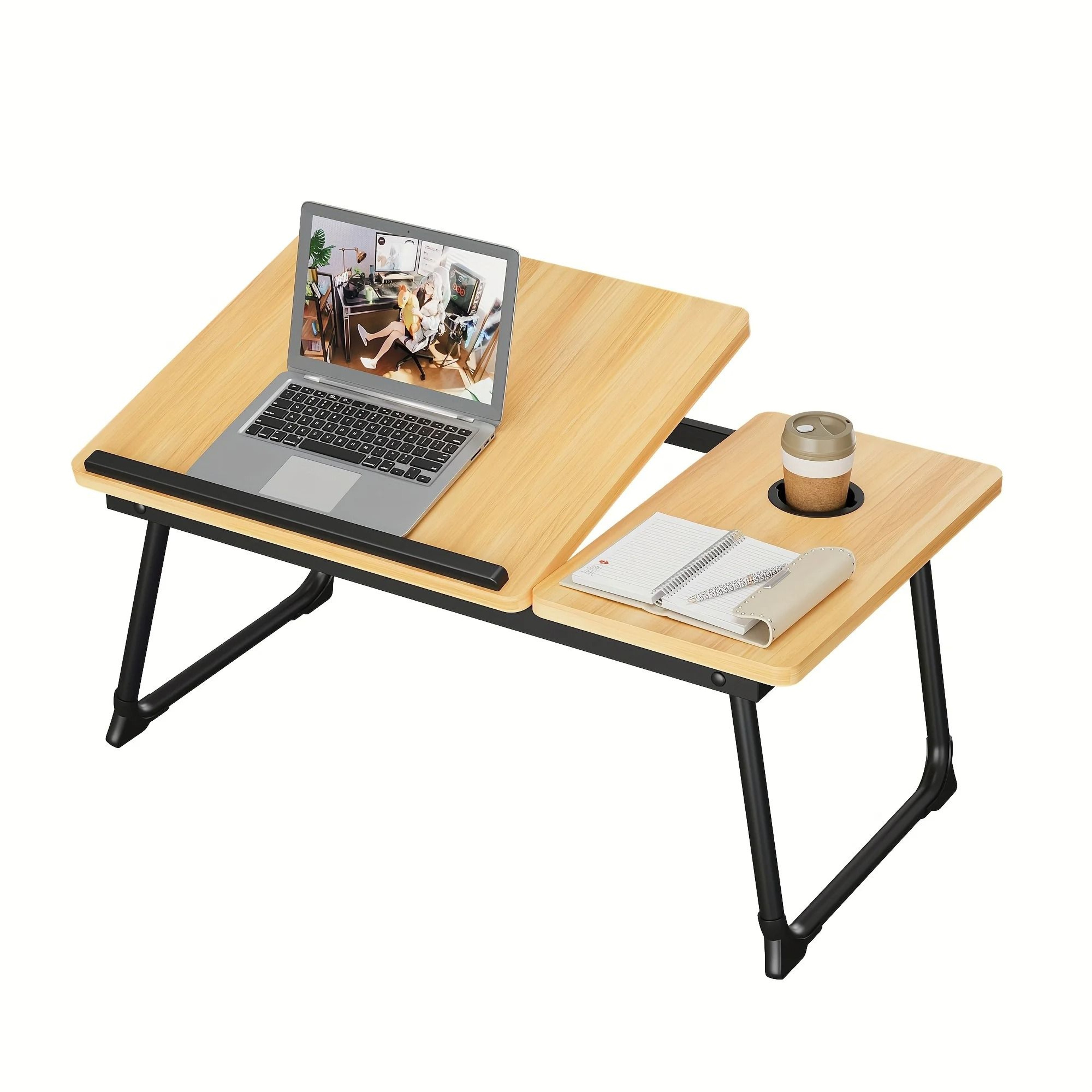 Foldable Laptop Bed Desk Tray With Cup Holder 8