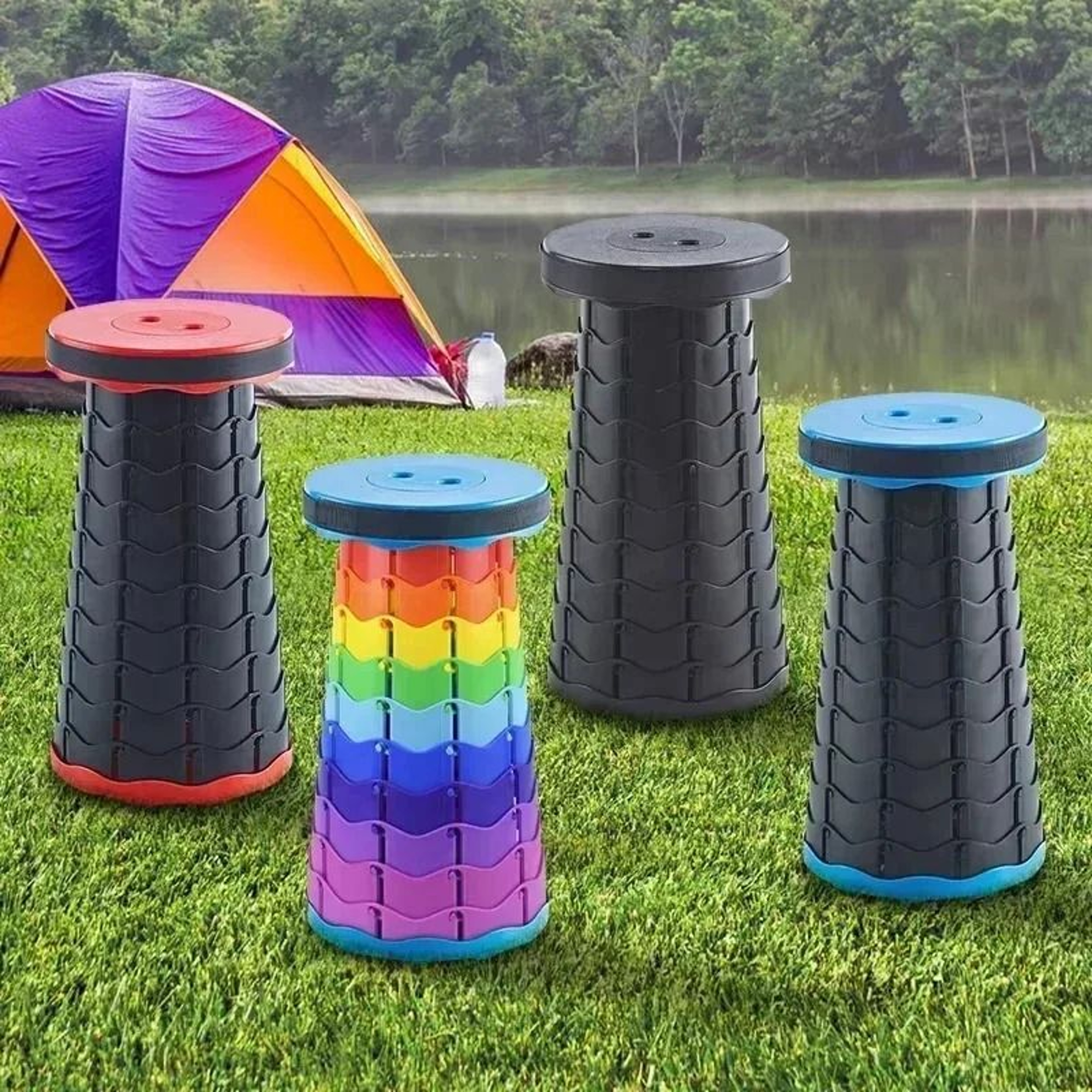 Portable Telescopic Folding Stool Adjustable Outdoor Seat 0