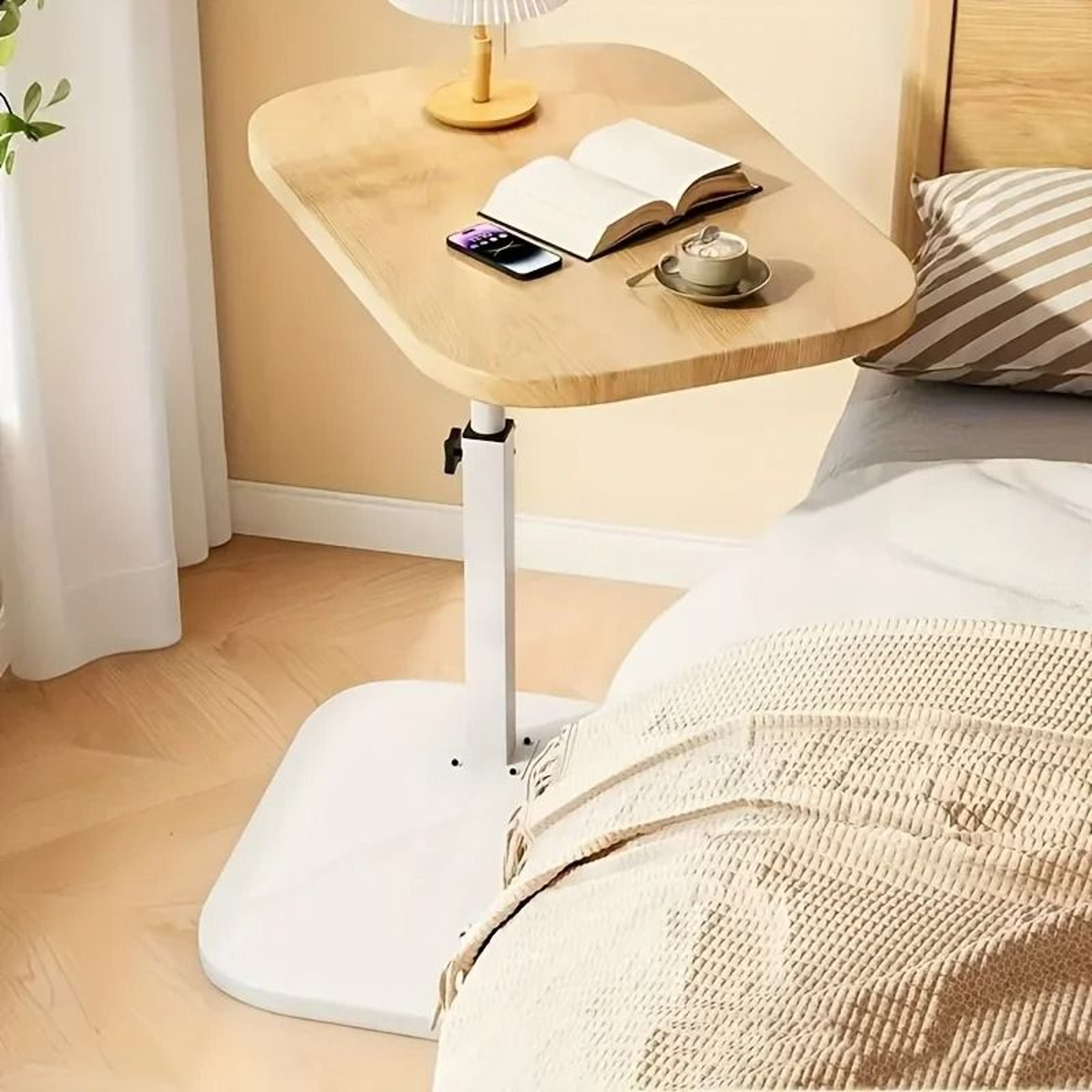 Adjustable Height Sofa Side Table With Wooden Top 6