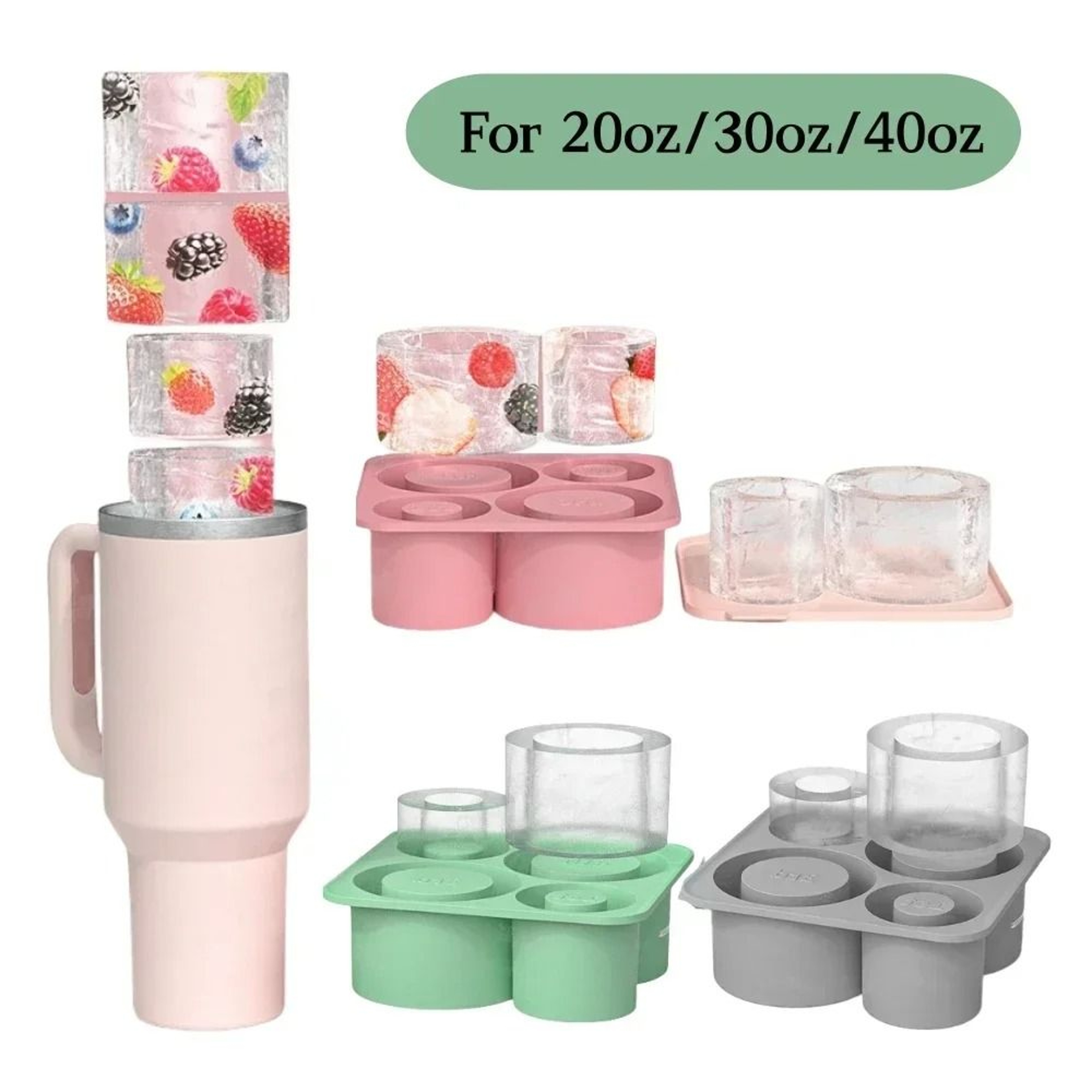 Reusable Silicone Tumbler Ice Tray Set With Storage Bin 0