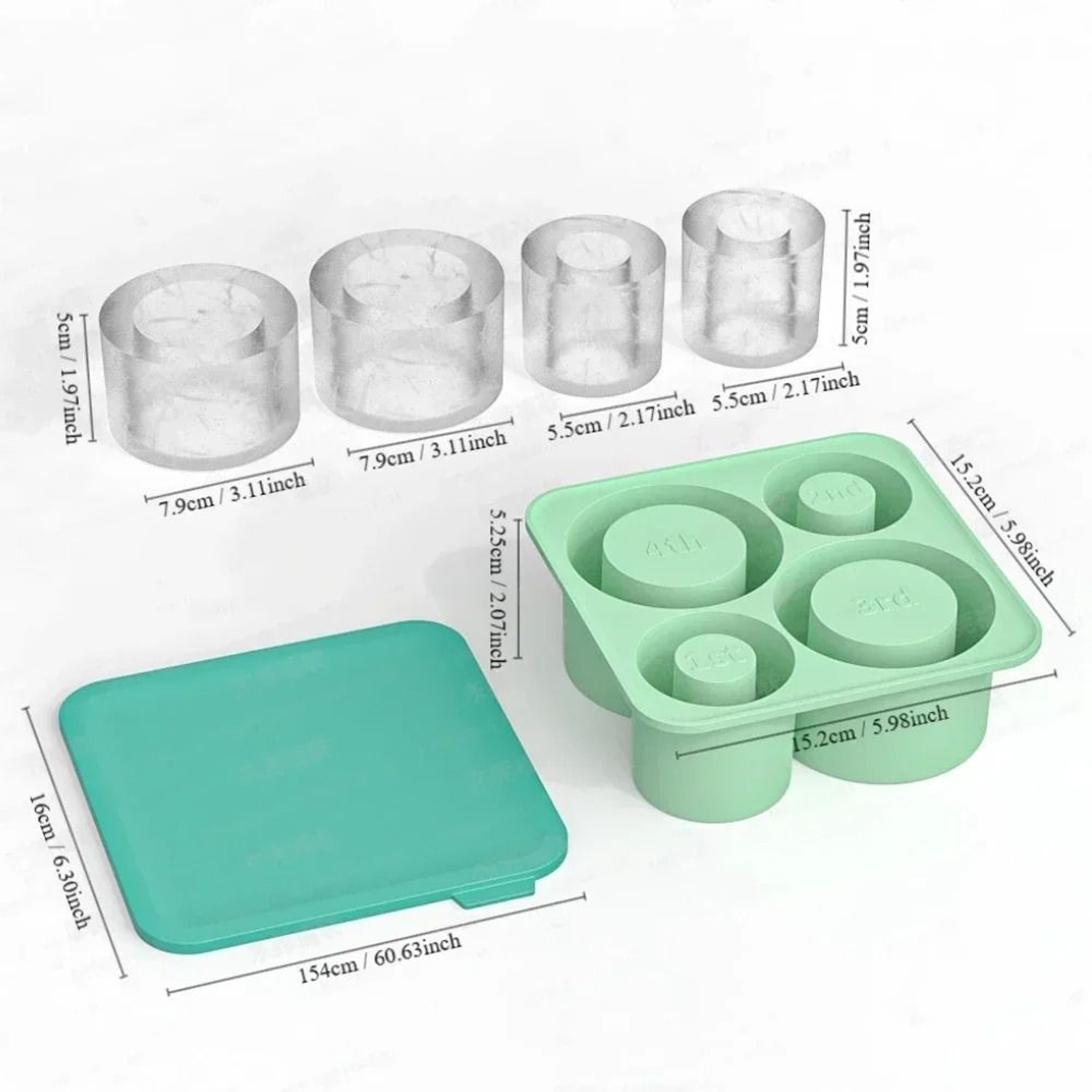 Reusable Silicone Tumbler Ice Tray Set With Storage Bin 3