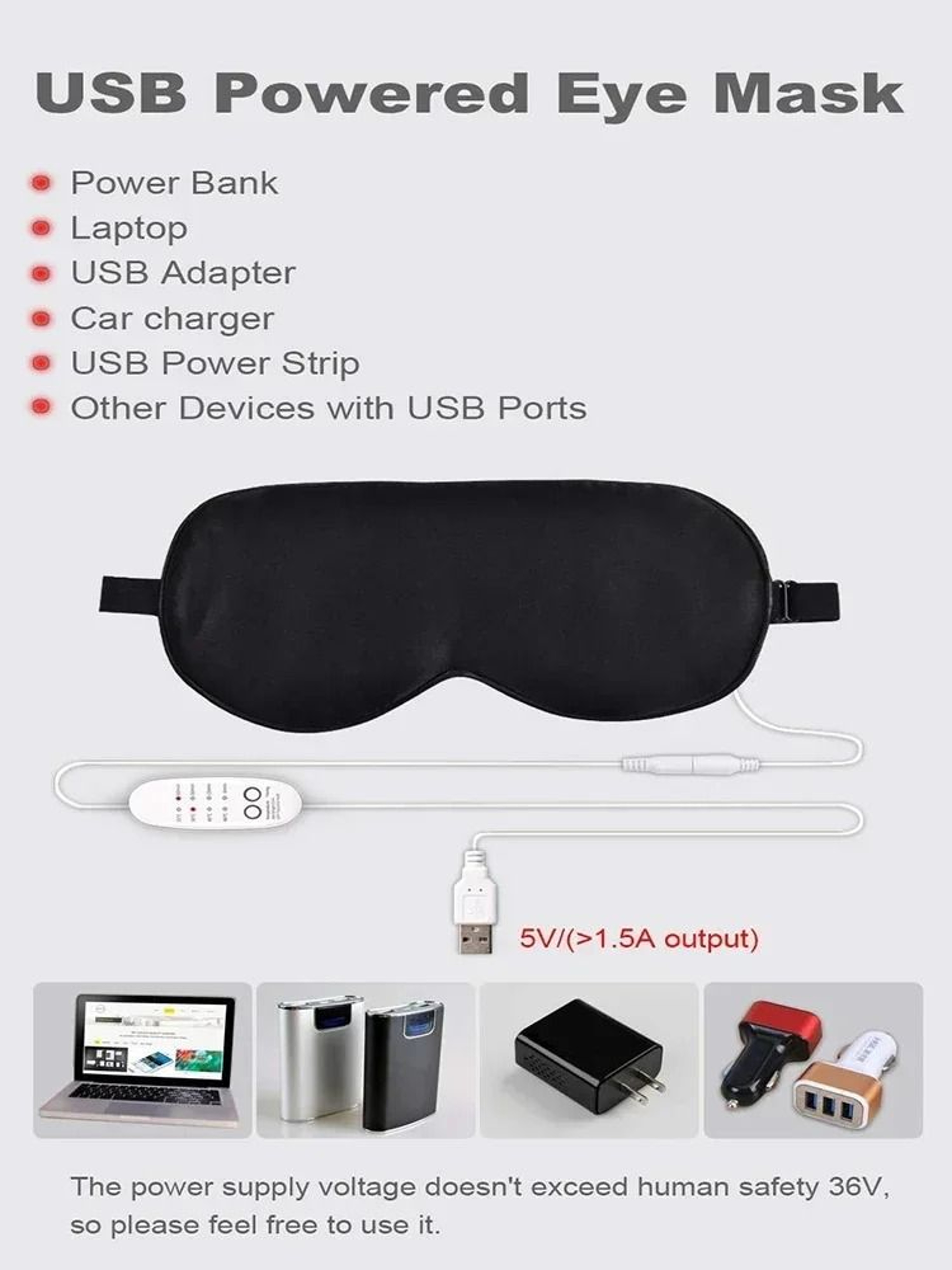 USB Heated Silk Eye Mask With Adjustable Temperature And Timer 2