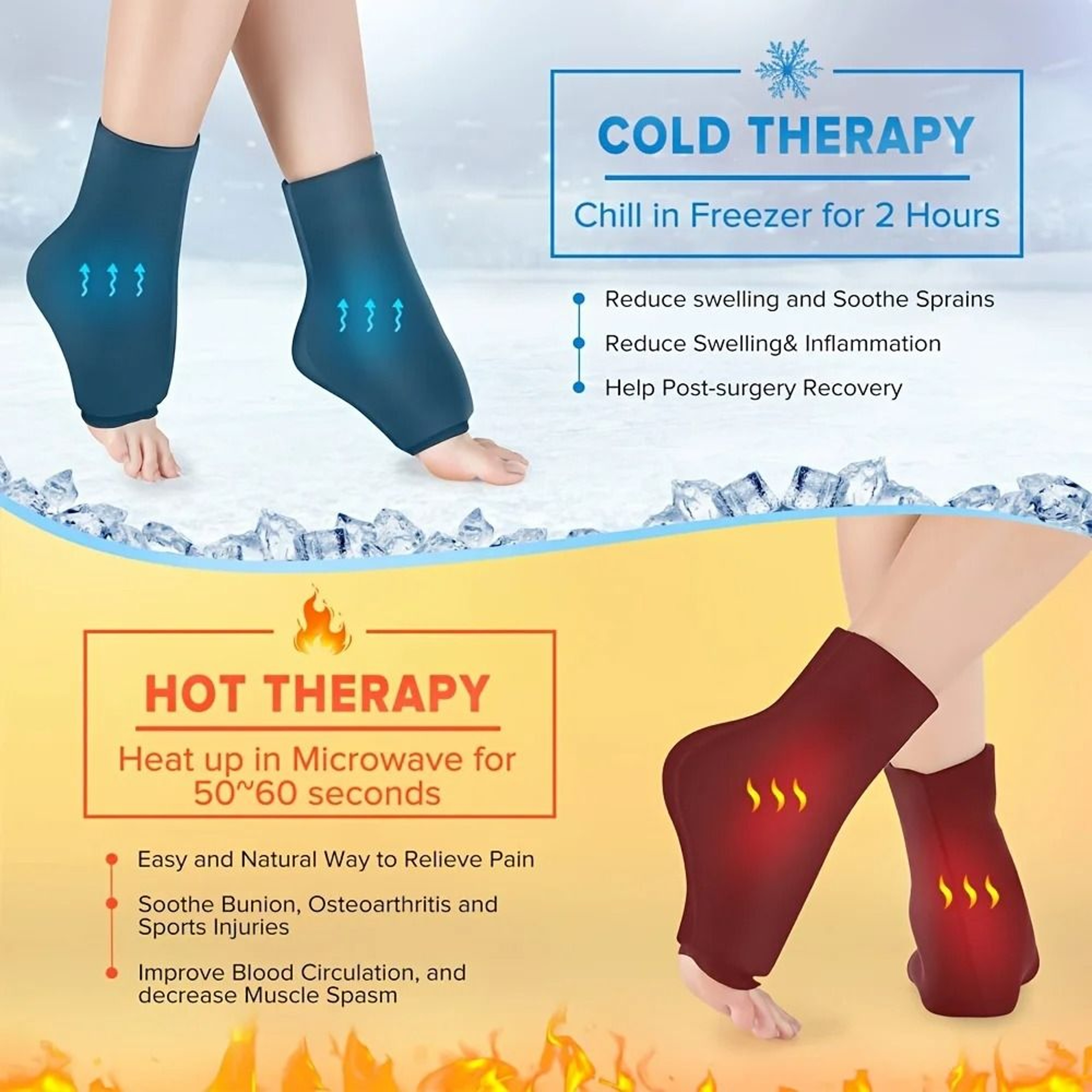 Adjustable Ankle Ice Pack Wrap With Compression Support 5
