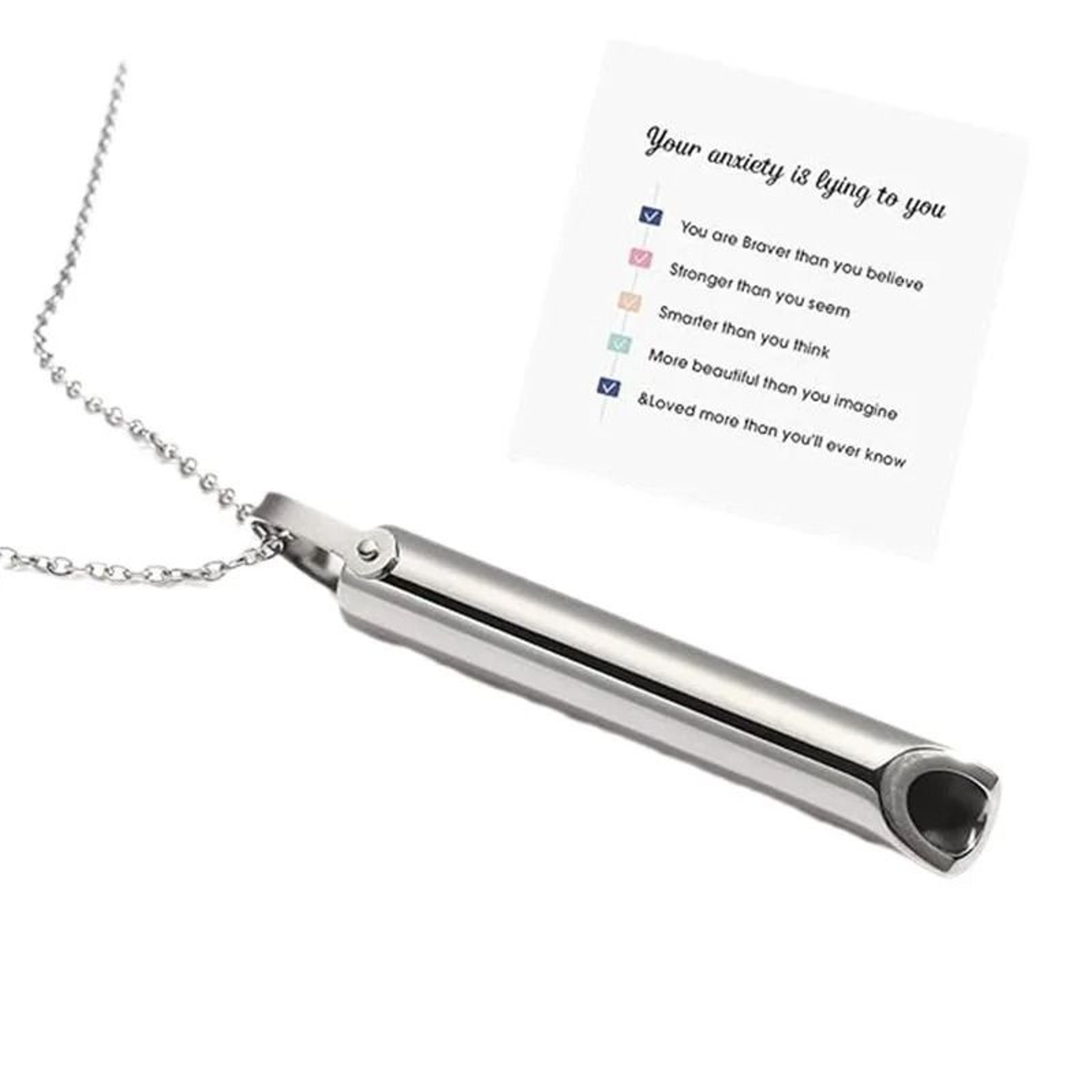 Stainless Steel Mindfulness Whistle Necklace For Stress Relief 6