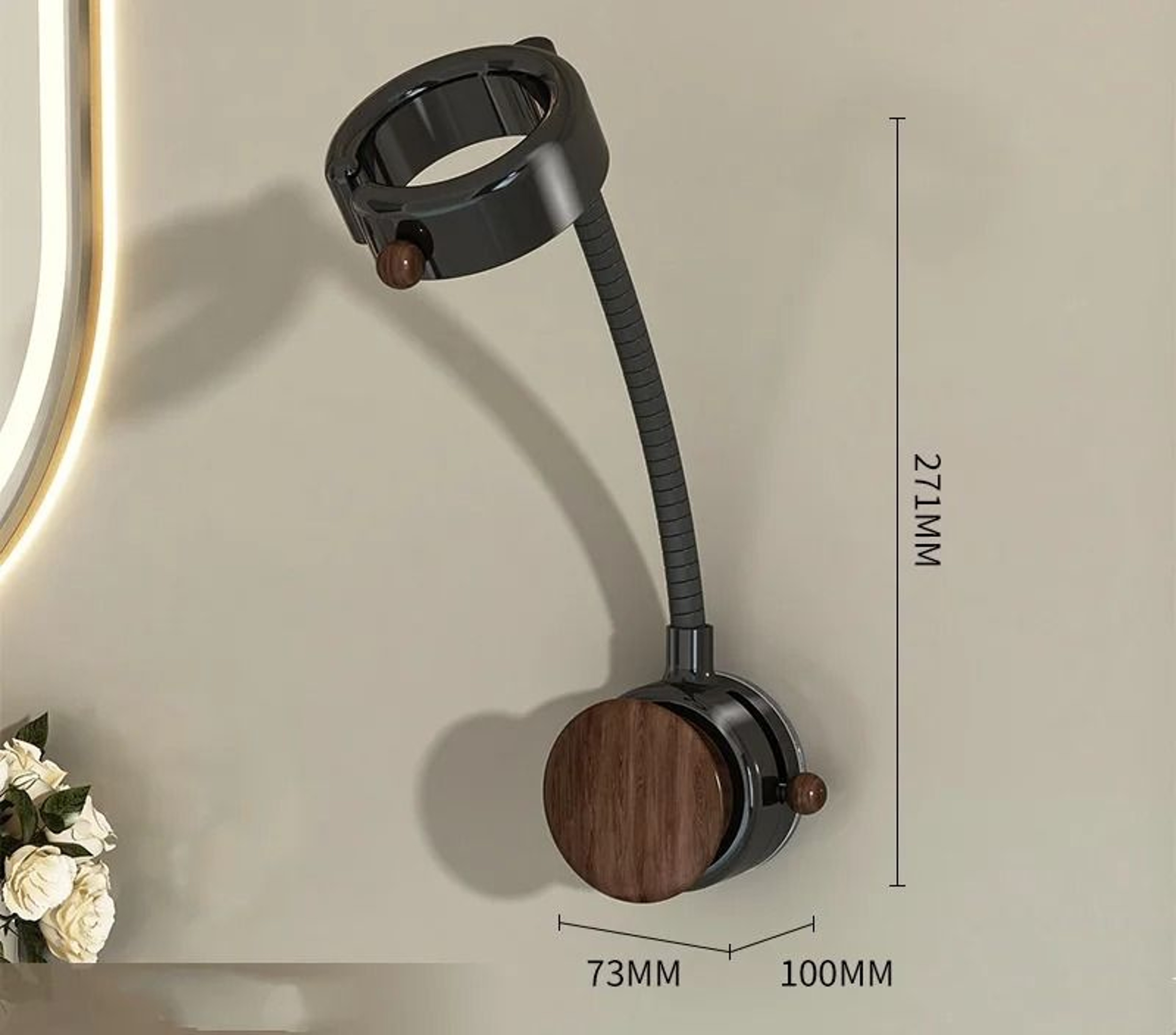 Rotatable Wall Mounted Hair Dryer Holder With Adjustable Arm 7