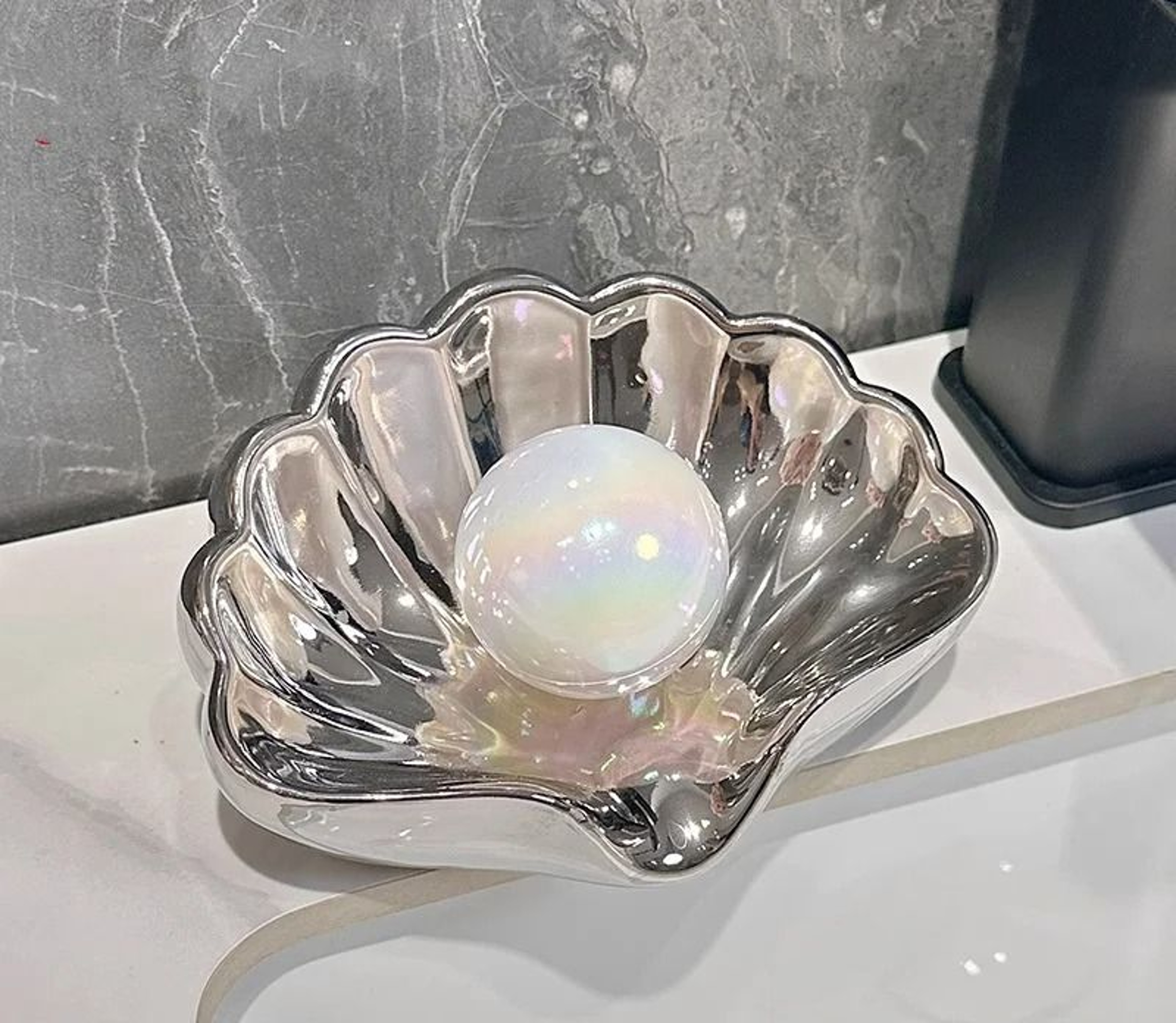Shell Shape Ceramic Drain Soap Dish Holder 6