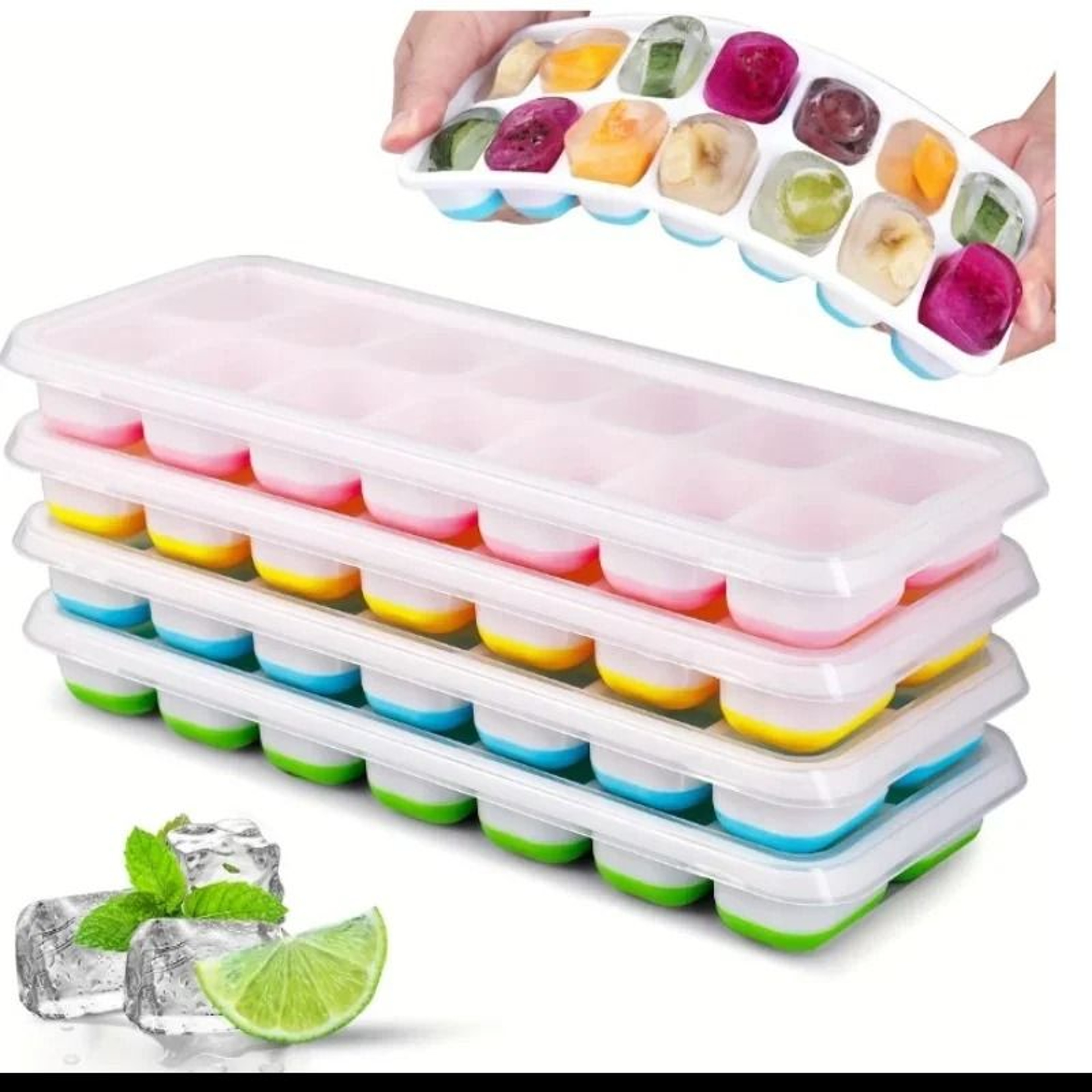 Silicone Square Ice Cube Tray With Easy Release Base 0