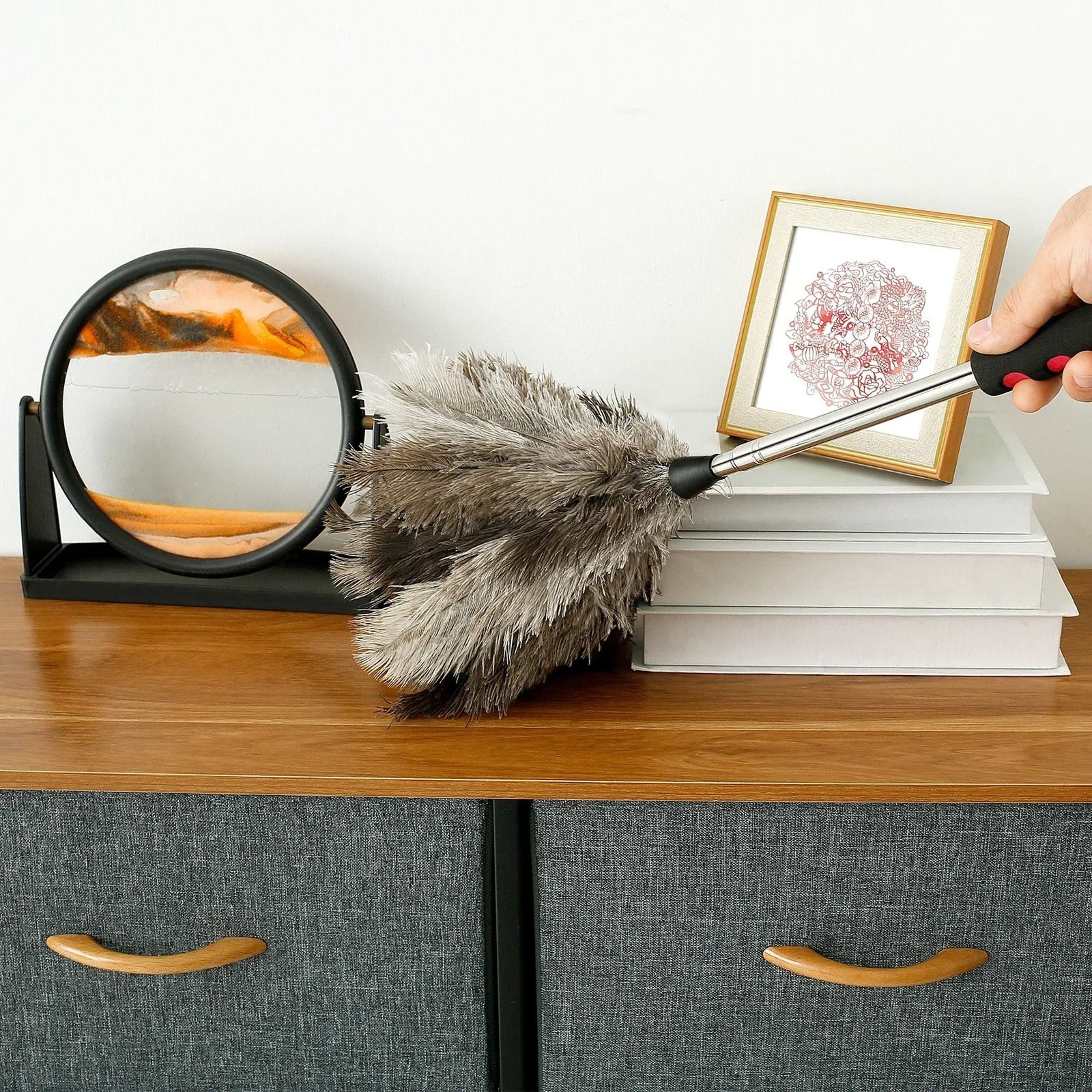 Extendable Ostrich Feather Dust Duster With Long Handle 1
